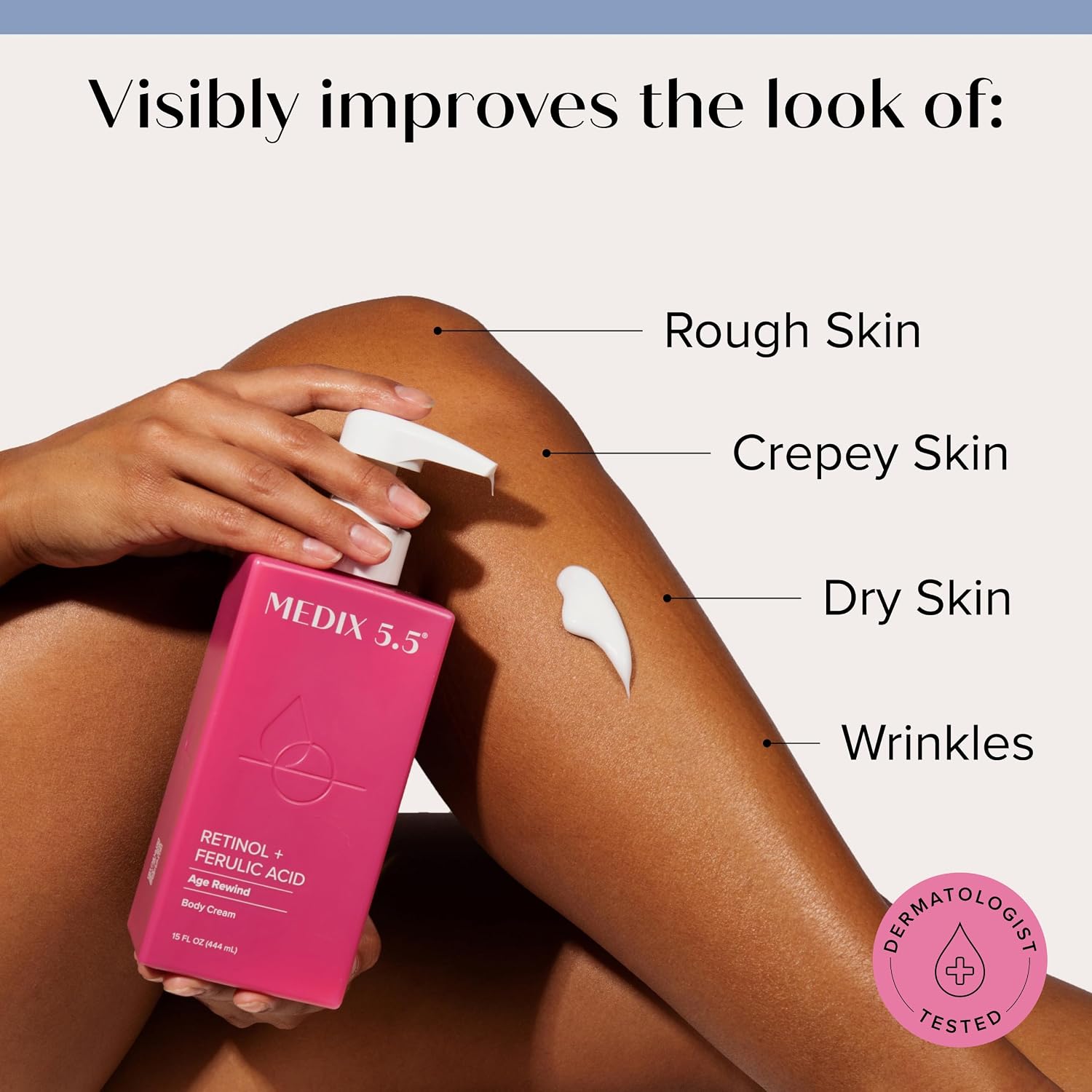 Medix 5.5 Retinol Body Lotion Firming Moisturizer | Crepey Skincare Treatment | Retinol Body Cream | Anti Aging Firming Cream For Women Targets Look Of Crepe Skin, Wrinkles, & Sagging Skin, 15 Fl Oz - Image 2