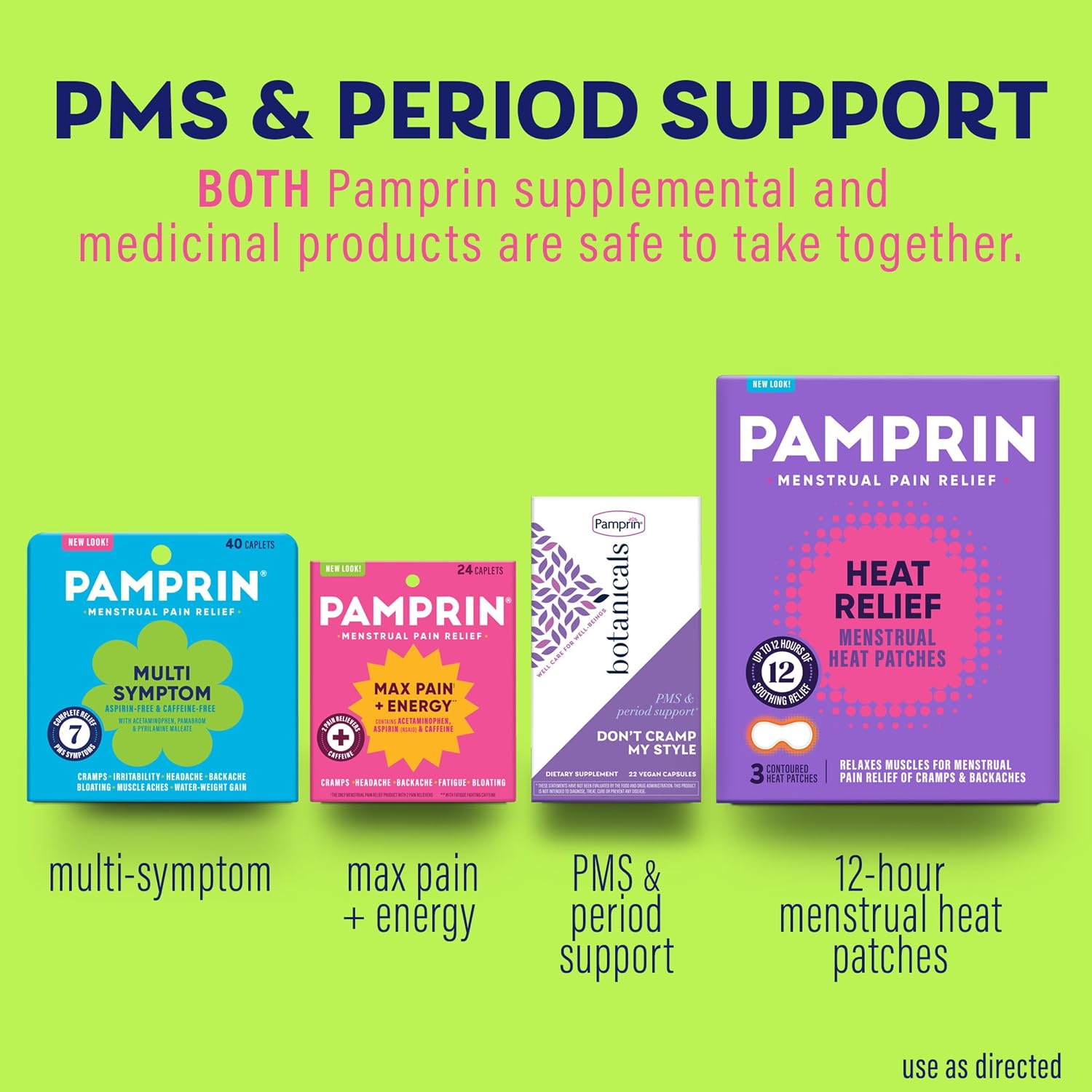 Pamprin Multi-Symptom Formula, with Acetaminophen, Menstrual Period Symptoms Relief including Cramps, Pain, Bloating, and Irritability 40 Caplets - Image 7