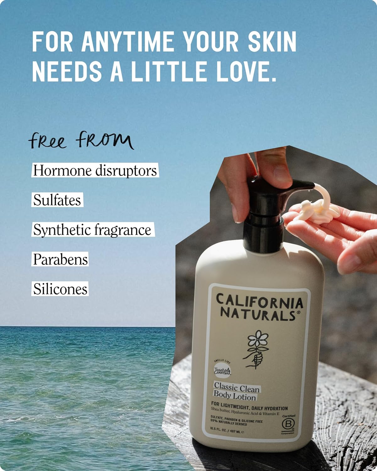 California Naturals Classic Clean Body Lotion for Dry Skin, Moisturizing, Lightweight with Shea Butter, Naturally Scented, Vegan, Sulfate, Paraben & Phthalate Free, Toasted Coconut, 16.5 oz - Image 5