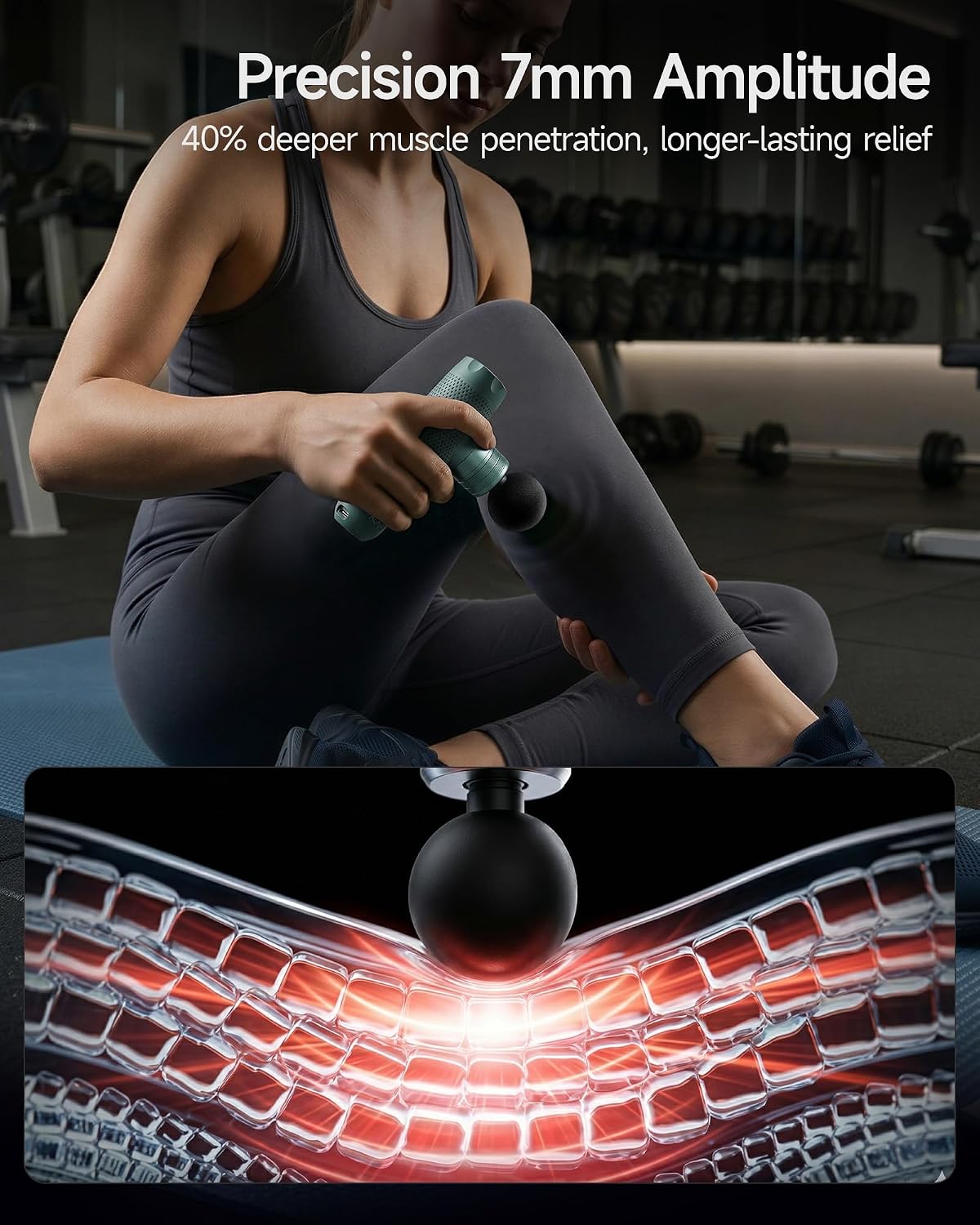 N1 Super Mini Massage Gun, Ultra-Compact Deep Tissue Massage Gun, Portable Travel Handheld Massager, Men & Women Muscle Recovery, Percussion Massager Quiet for Home, Gym, Office, Green - Image 8