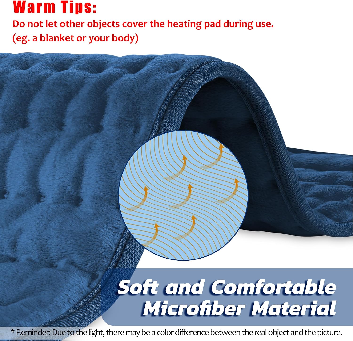 Electric Heating pad with 6 Heat Settings, Auto Shut Off, Dry Electric Heating for Back Neck Knee Arms Legs Shoulder Heat Pads for Christmas Birthday Father's Day Mother's Day (24"X12", Dark Blue) - Image 2