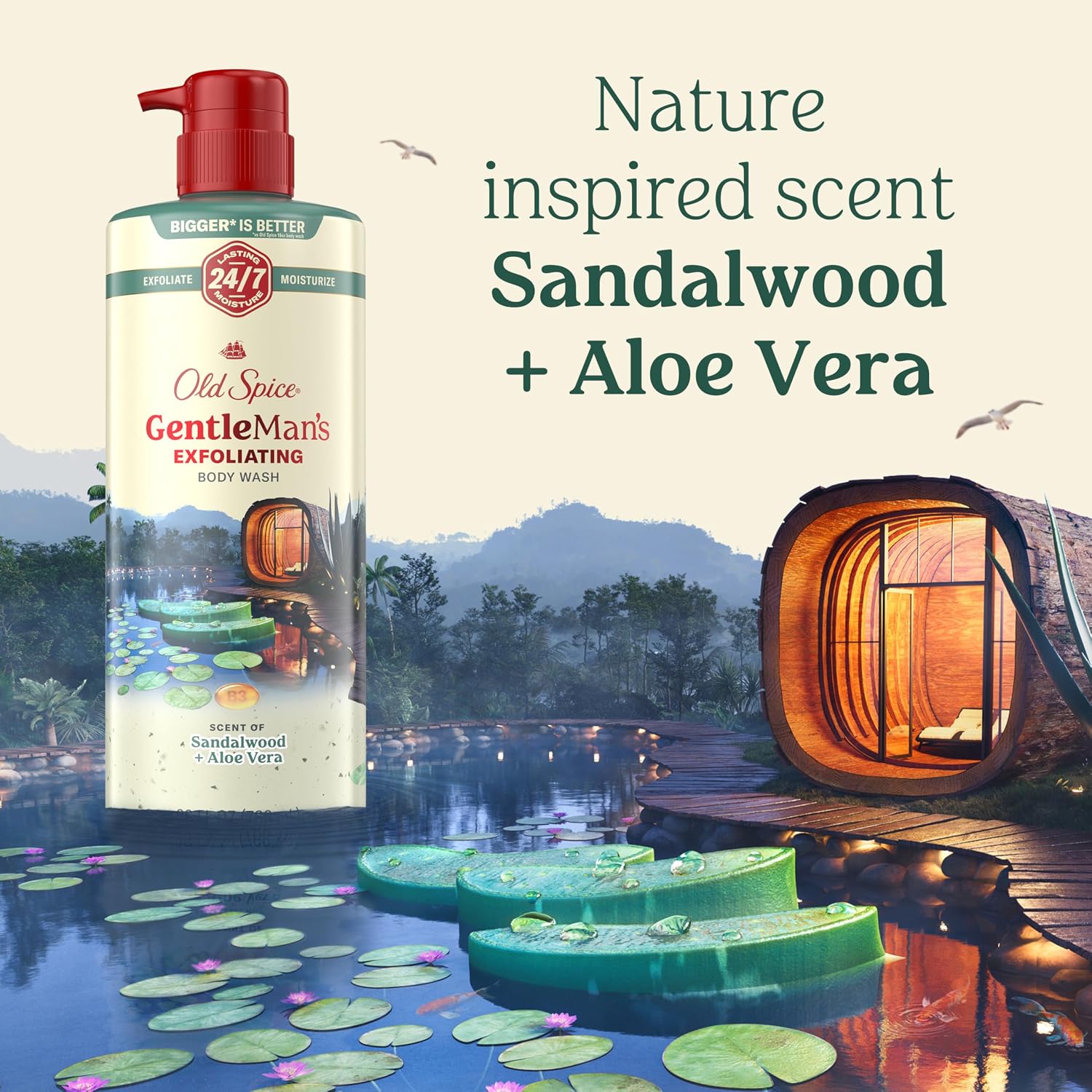 Old Spice GentleMan's Exfoliating & Moisturizing Body Wash for Men, 24/7 Shower Fresh with Long Lasting Scent, Renewing Vitamin B3 Blend, Sandalwood + Aloe Vera Scent, 26 oz - Image 7