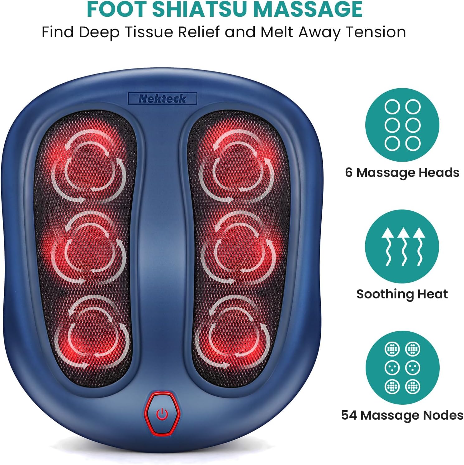 Nekteck Shiatsu Foot Massager with Heat for Neuropathy, Plantar Fasciitis | HSA Eligible FSA Electric Foot Massager Machine for Pain Relief and Circulation, Ideal Gifts for Women Man Her Him Dad - Image 3