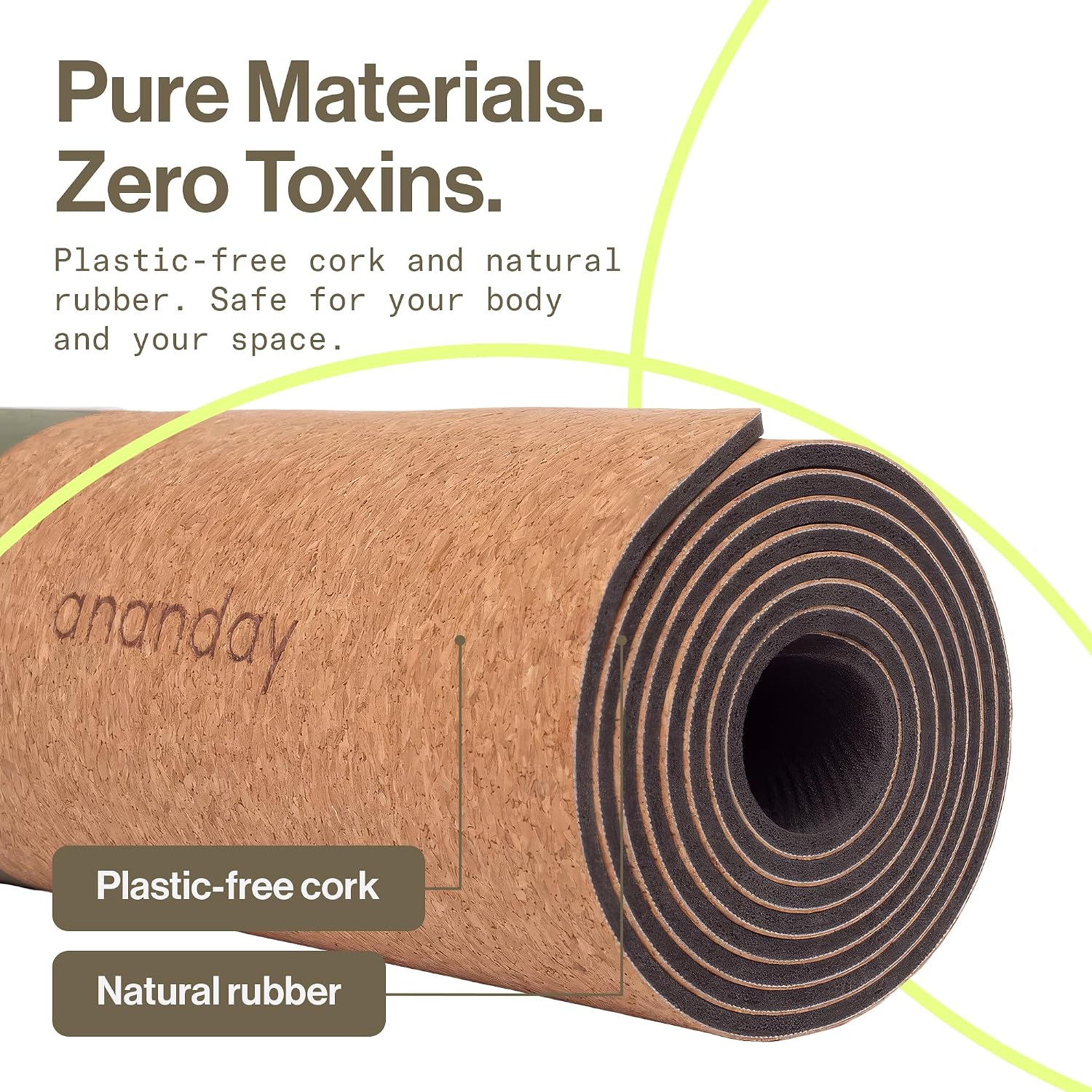 Ananday Premium Cork Yoga Mat - Sustainable, Non-Toxic & PVC-Free, Non-Slip, Perfect for Hot Yoga, Pilates & Exercise - Cushioned for Superior Comfort & Support - Image 6