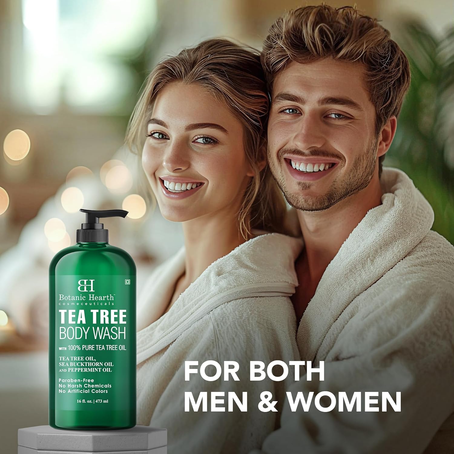 Botanic Hearth Tea Tree Body Wash With 100% Tea Tree Oil - 16 Fl oz | With Tea Tree Oil, Peppermint & Sea Buckthorn | Gently Cleanses & Refreshes | Sulfate & Paraben Free | For Both Men & Women - Image 2