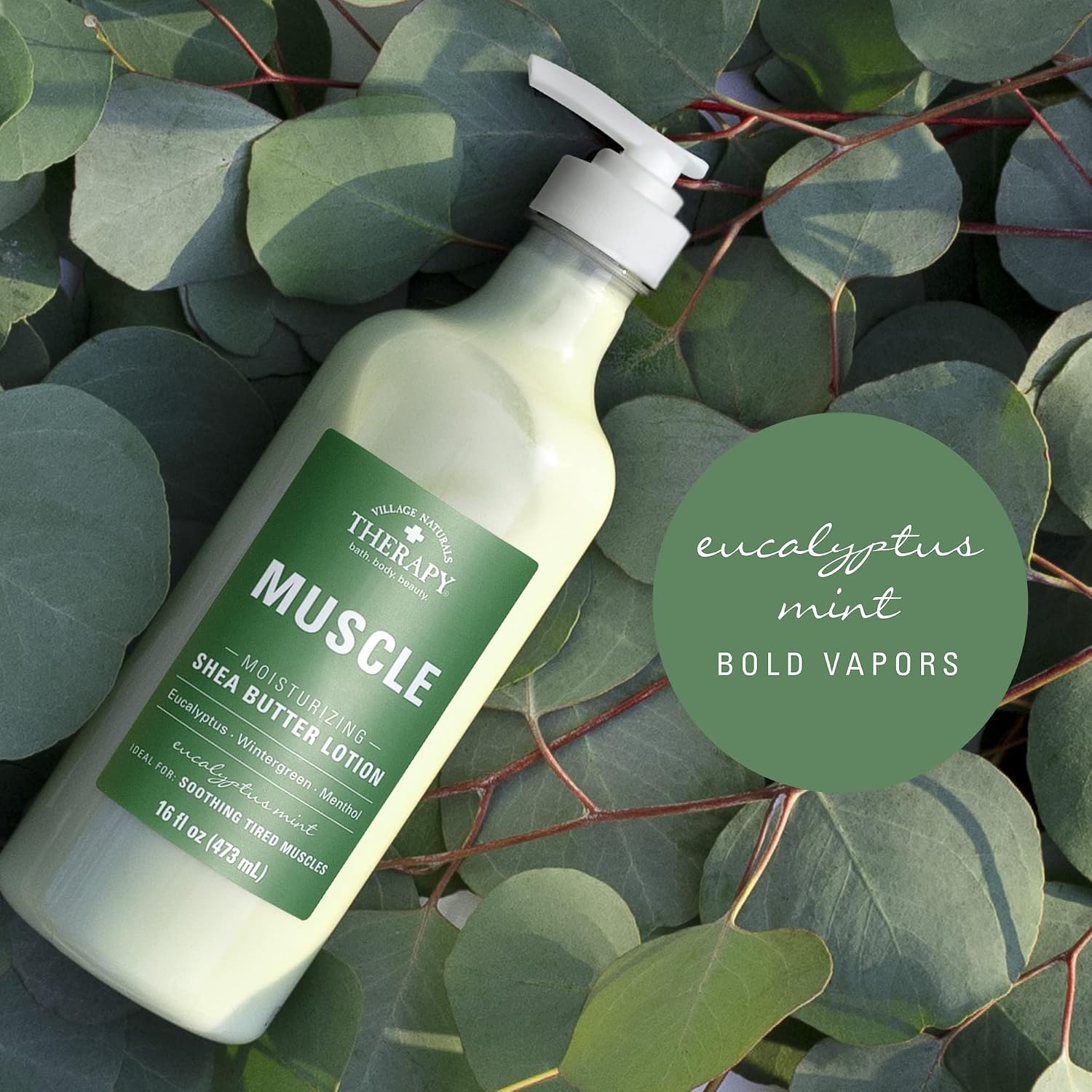 Village Naturals Therapy Muscle Shea Butter Lotion, Eucalyptus Mint Scent, 16 fl oz, Pack of 3 - Image 3