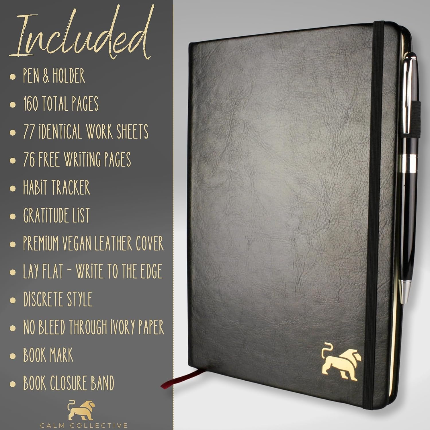 Calm Collective Guided CBT Anxiety Relief Journal Kit for Mental Health Therapy with Free Pen Included, Mindfulness Self Care Prompts, Gratitude & Habit Tracker, Wellness Gift Diary Notebook - Image 4