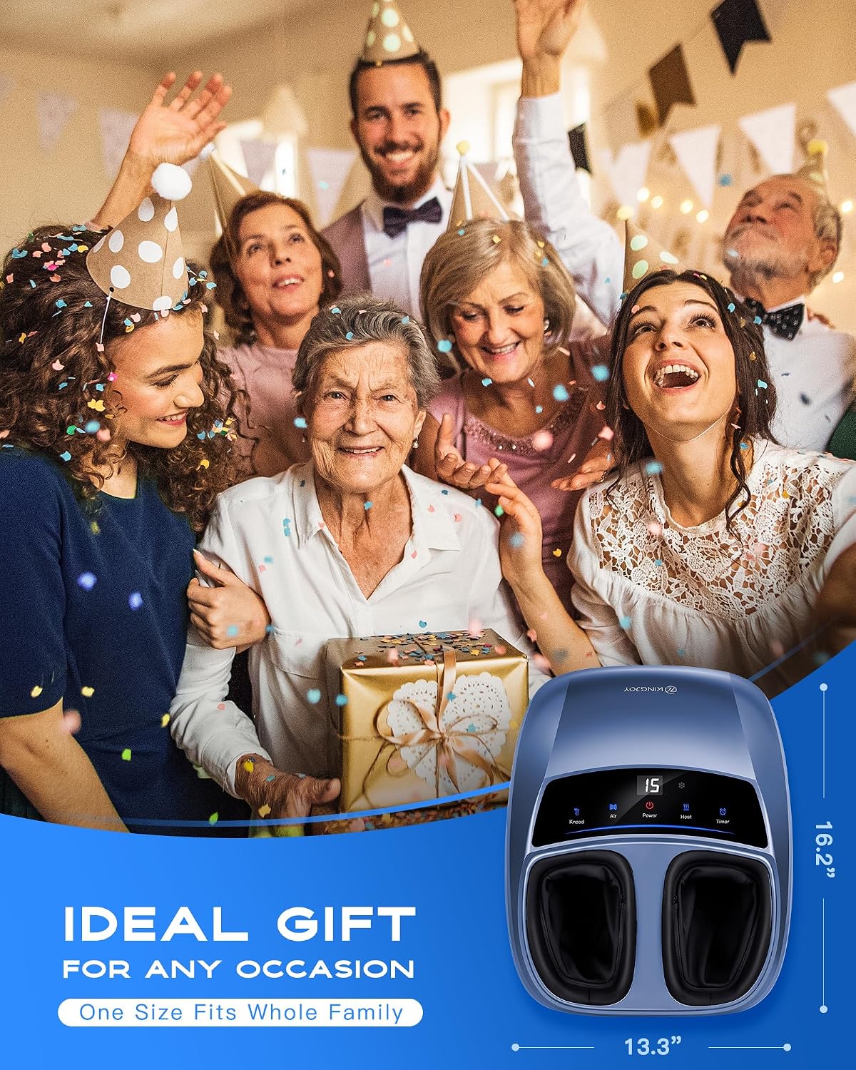 Foot Massager with Heat for Neuropathy and Plantar Fasciitis Relief | Deep Kneading FSA Eligible HSA Shiatsu feet massager, Multi-Level Modes, Remote Control, Self Care Gift for Mom Dad,Size 14 - Image 10