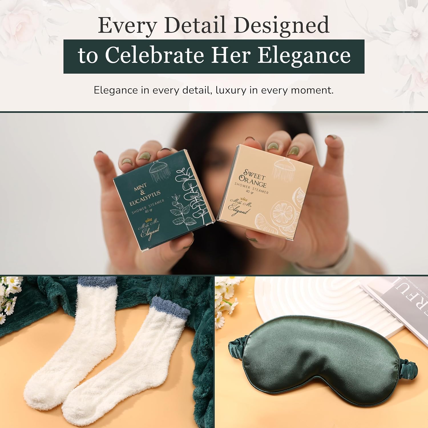 Make Me Elegant Spa Gift Basket for Women – Self-Care Birthday Gift Set | Luxury spa self-care gift basket for women. Bath and body set for birthdays, Mother's Day or any occasion. Unique design. - Image 6