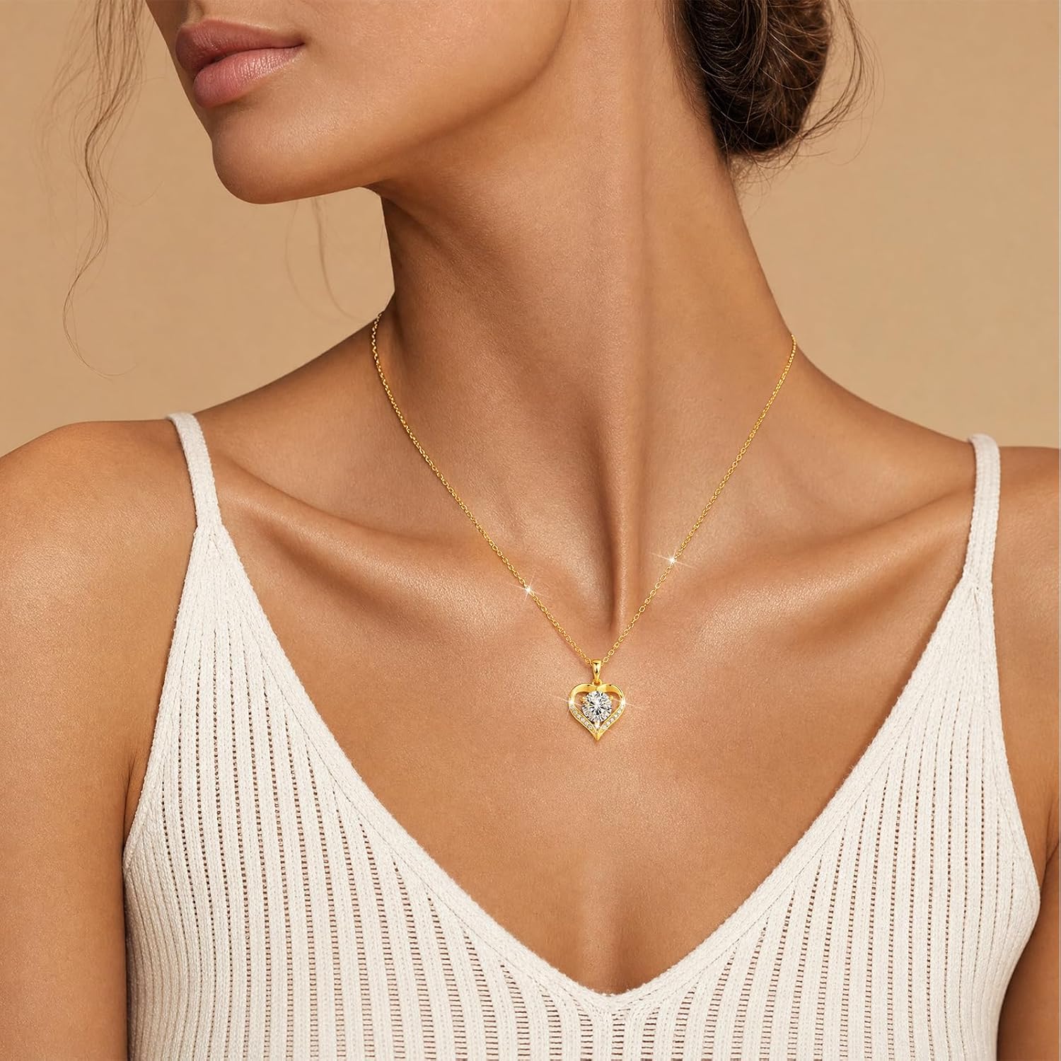 DALOJOE Moissanite Necklace for Women, 18K Gold Plated 925 Sterling Silver | 1-3 CT Moissanite Heart Necklace Engraved with "I LOVE YOU" – Anniversary or Birthday Jewelry Gift for Women, Wife or Mom - Image 2