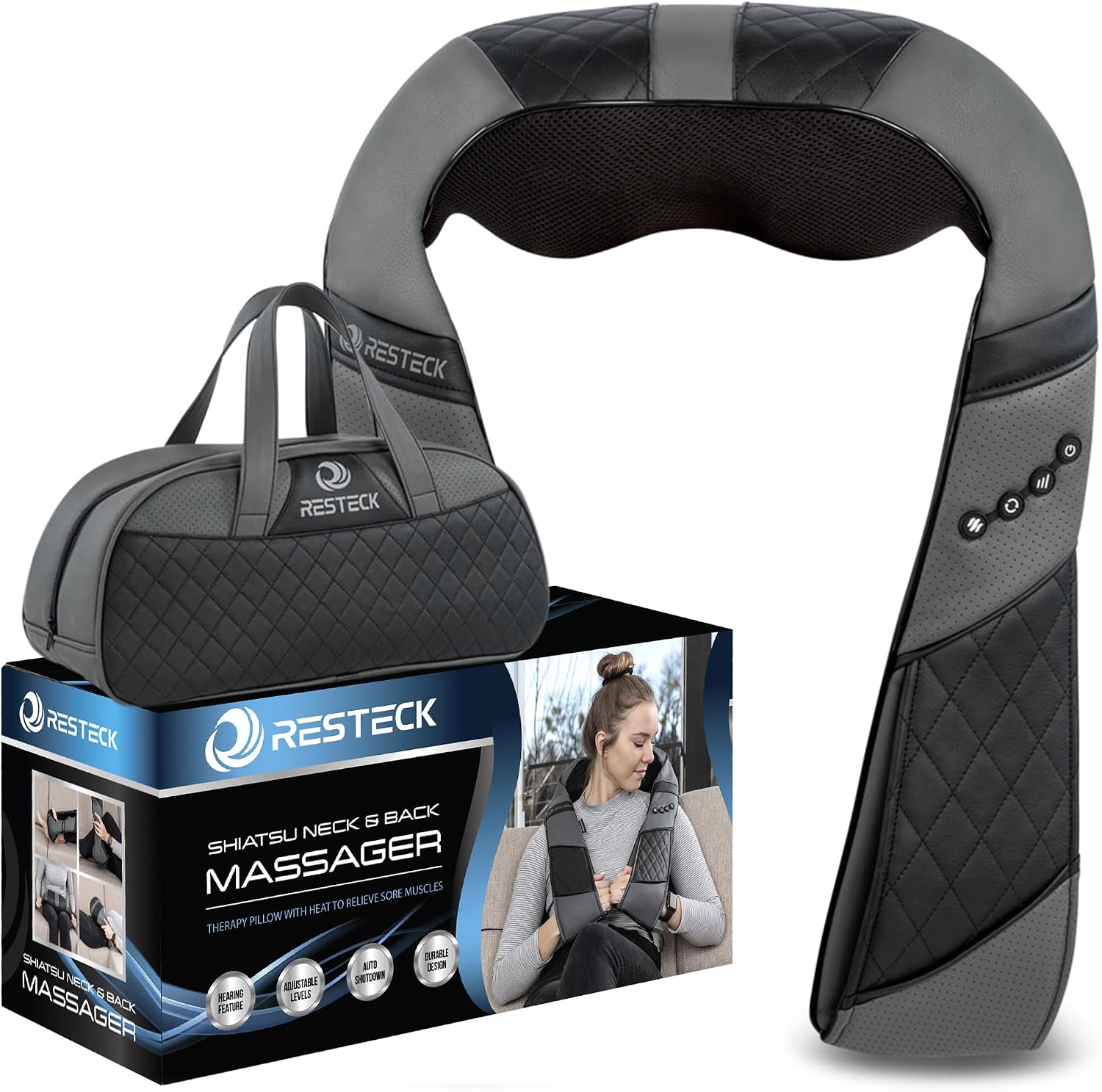 Massagers for Neck and Back with Heat - Deep Tissue 3D Kneading Pillow, Electric Shiatsu Shoulder Massage, Foot, Legs,Body - Relieve Muscle Pain - Office, Home & Car