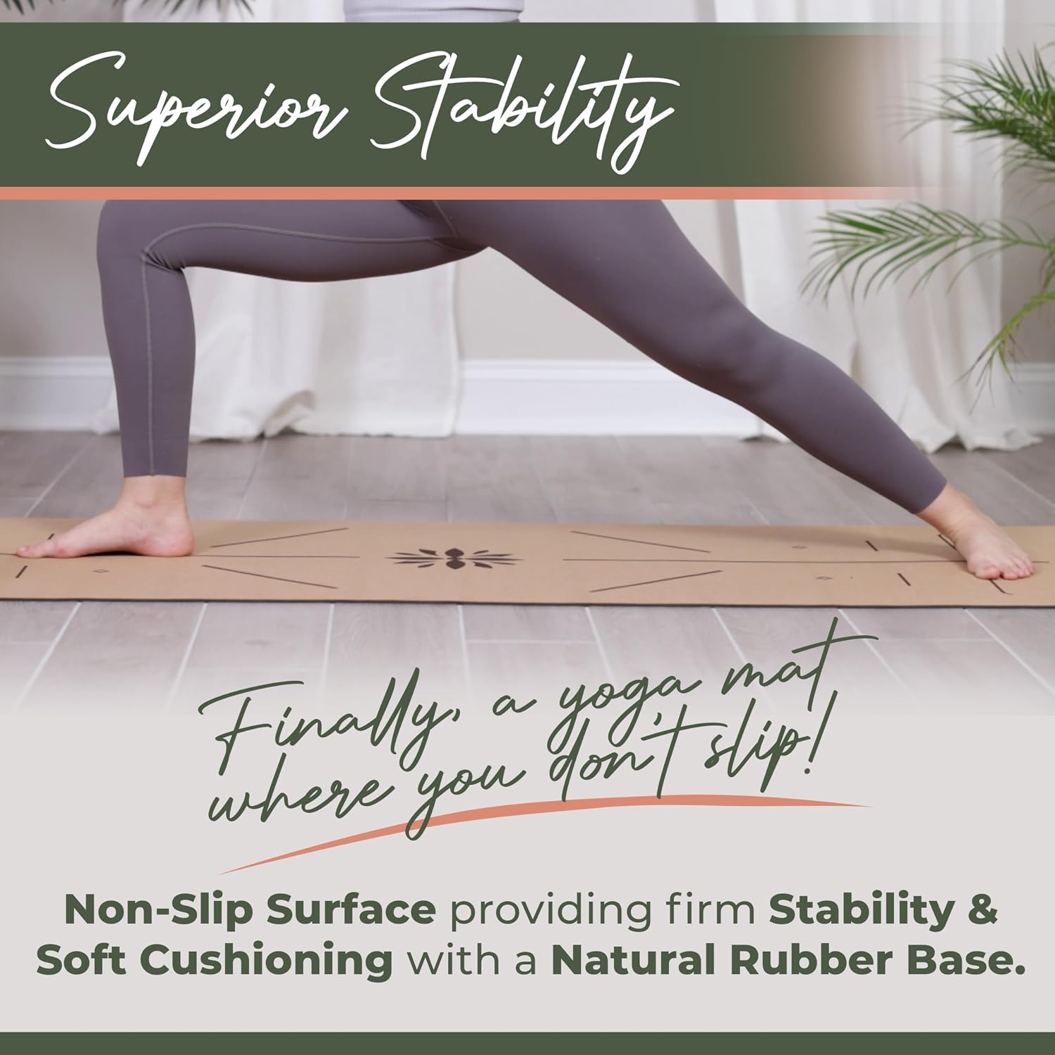 Y O Gayo Premium Yoga Cork Mat | 5mm Thick Natural Tree Rubber Base and Bigger Mat for Extra Support, Alignment lines for Guidance | Non-Slip, Sustainable, Your Ultimate Yoga Companion - Image 4