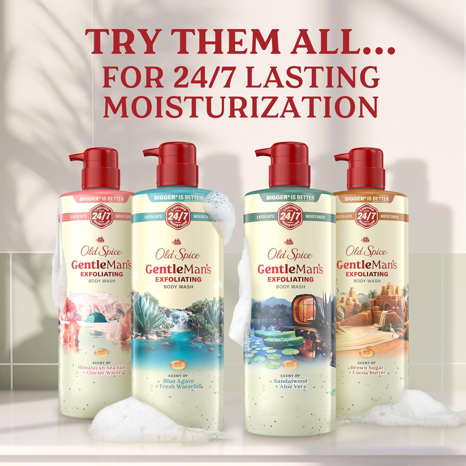 Old Spice GentleMan's Exfoliating & Moisturizing Body Wash for Men, 24/7 Shower Fresh with Long Lasting Scent, Renewing Vitamin B3 Blend, Sandalwood + Aloe Vera Scent, 26 oz - Image 9