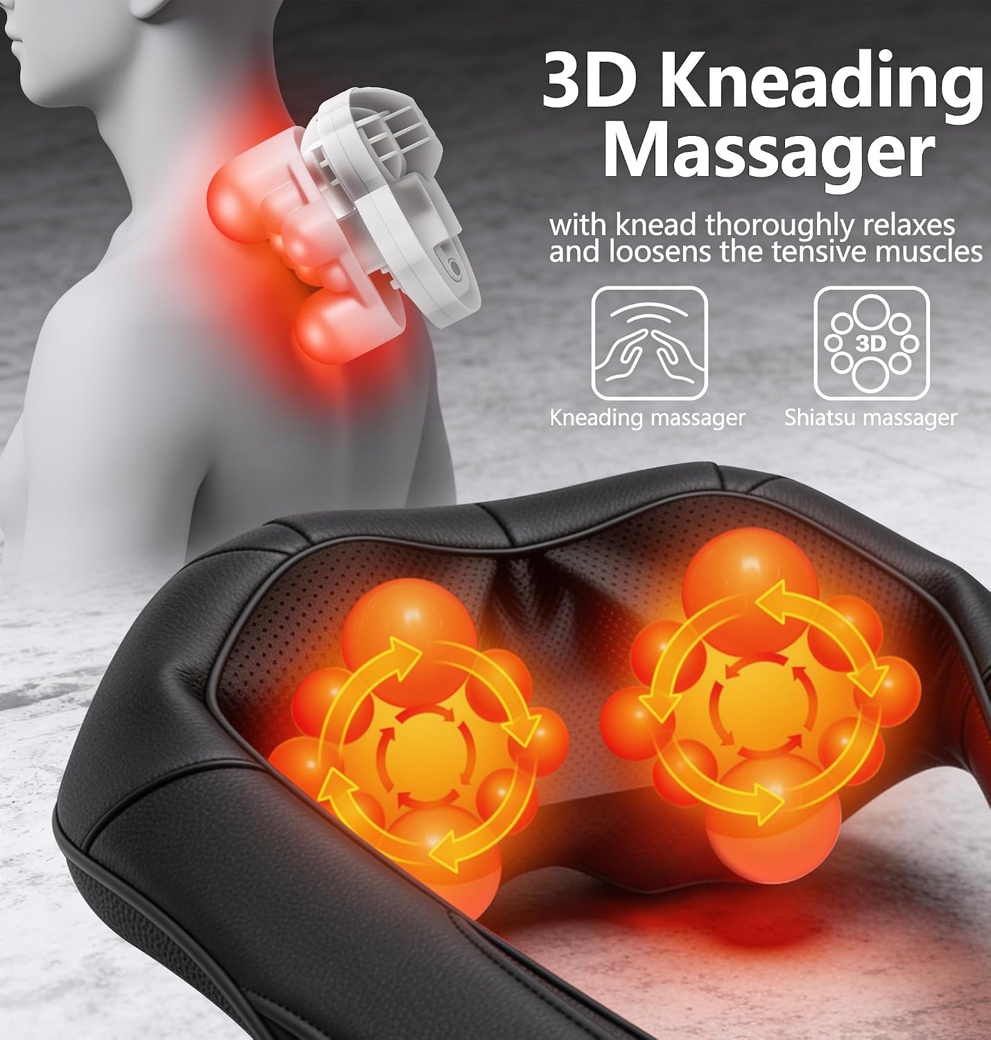 Neck Massager for Pain Relief Deep Tissue with Heat, Gifts for Women Men | Shiatsu Back and Shoulder Massage, Mothers Day Gifts for Mom Wife, Christmas, Fathers Day Dad Gifts for Husband, NOT Cordless - Image 8