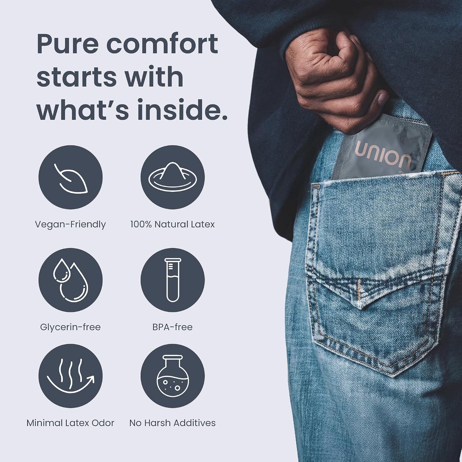 UNION MAX Condoms - True XL Ultra-Thin Extra Large 60mm Size, 12 Count Pack | Natural Latex with Flared Head, Vegan Condom, Lightly Lubricated, Large Fit for Natural Feel and Comfortable Roomier Wear - Image 8