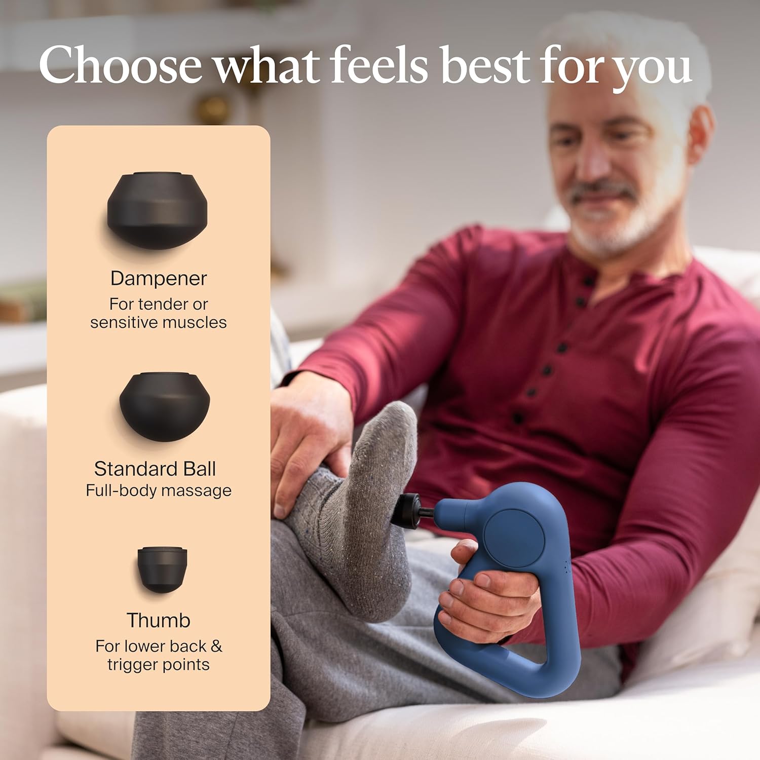 TheraGun Therabody Relief Massage Gun | for Daily Comfort | 3-Speed | Navy | Quiet Handheld Percussion Muscle Massager for Back, Leg & Shoulder Pain Relief. Lightweight, Easy to Use, Ergonomic Grip - Image 6