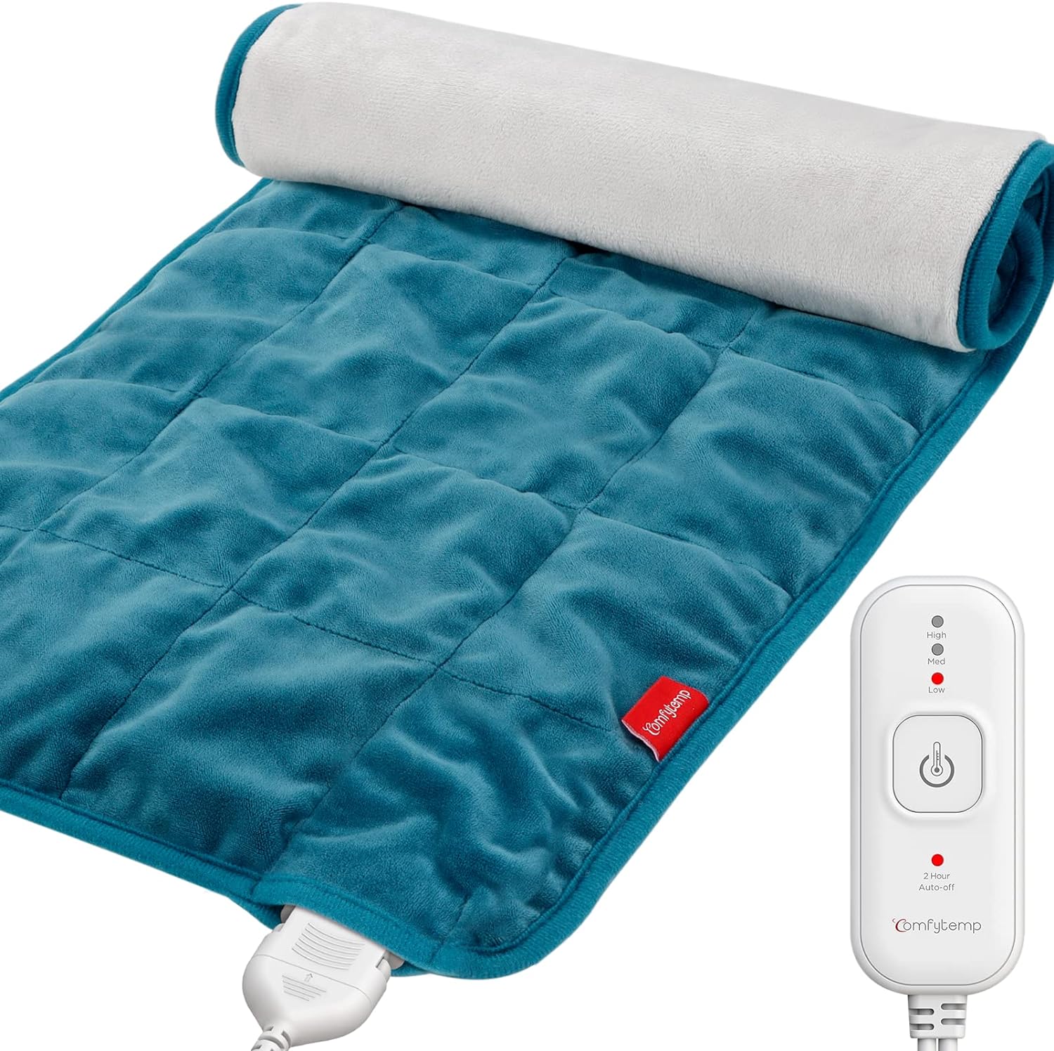 Comfytemp Weighted Heating Pad for Back & Period, FSA Eligible HSA, 12 x 24 | 2.2 lb, Electric Heating Pad for Neck Shoulders, Birthday Gifts for Women Men Mom Dad, HSA Approved, 2H Auto-Off, Washable