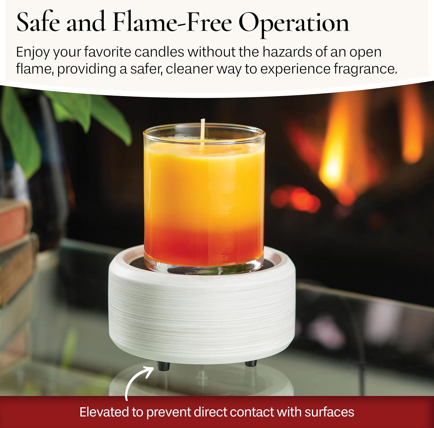 Candle Warmers ETC 2-in-1 Candle and Fragrance Warmer for Warming Scented Candles or Wax Melts and Tarts with to Freshen Room, Whitewashed Bronze - Image 3