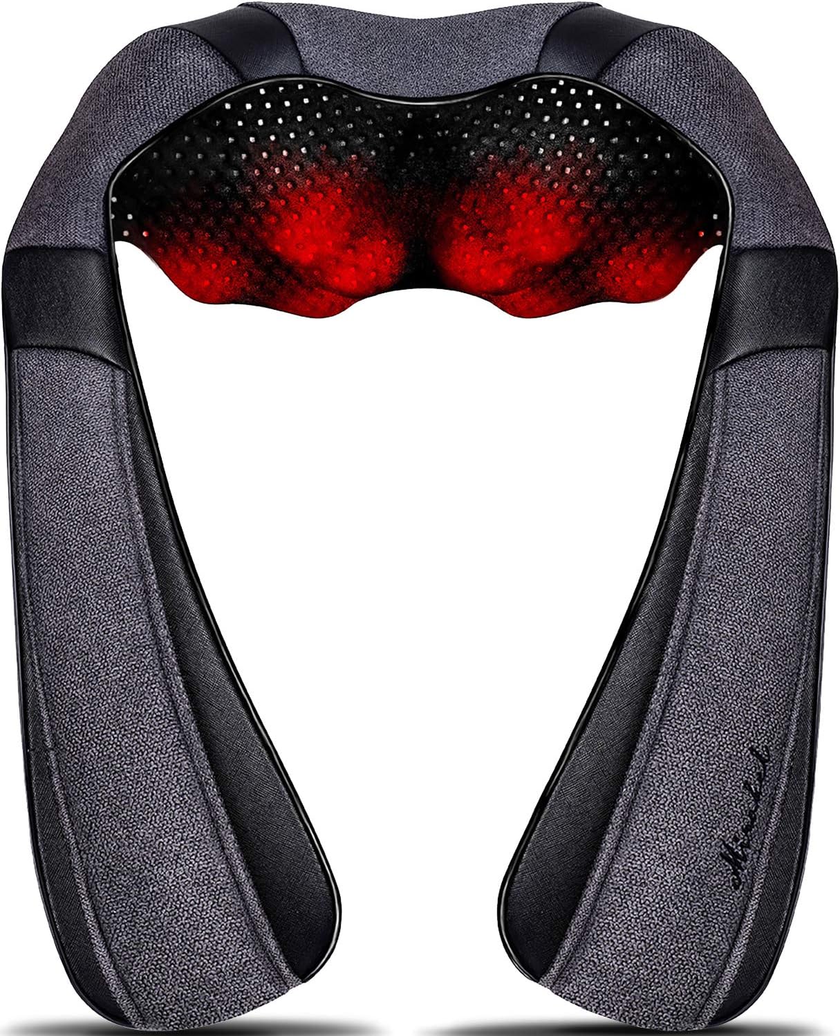 Mirakel Heat Neck Massager for Pain Relief Deep Tissue - Gift for Women Men | Ergonomic 3D kneading nodes, corded design, auto shutoff, Christmas ideal gifts for relaxing use at home, office, or travel