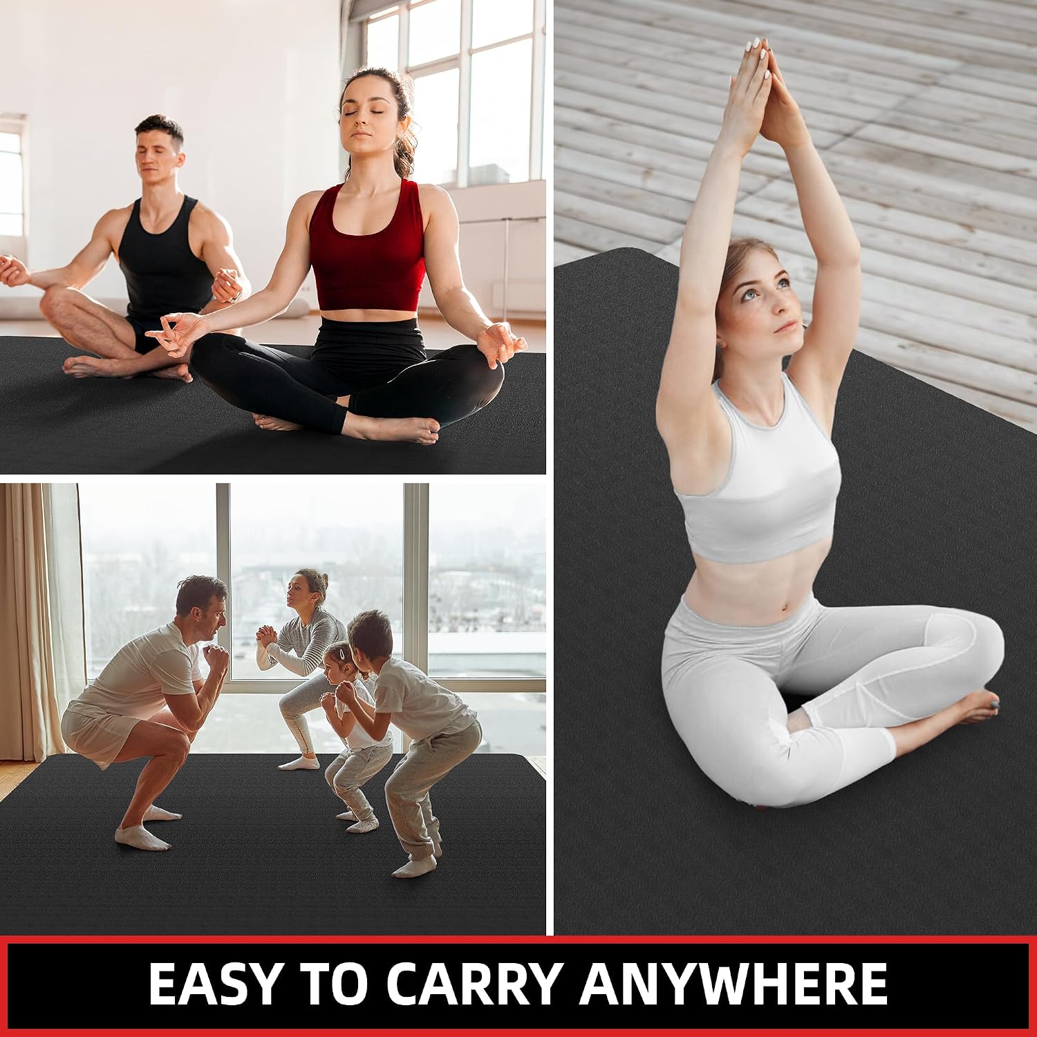 Extra Large Yoga Mat – 72"x48" or 78"x57", 1/4"–1/2" Thick Mat for Women & Men, TPE Non-Slip Pilates Mat for Home Gym, Yoga, Stretching, Meditation - Image 9