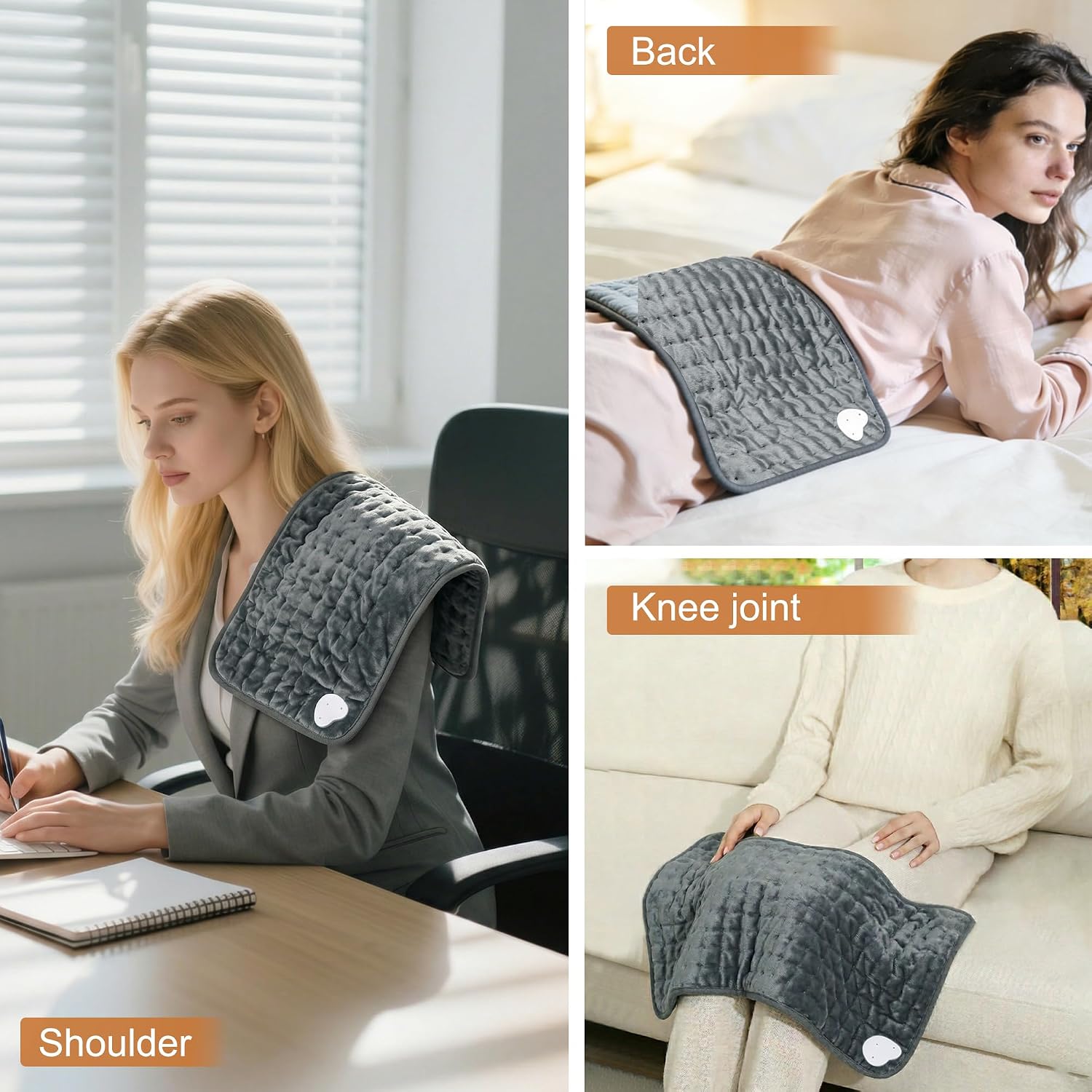 Electric Heating pad with 6 Heat Settings, Auto Shut Off, Dry Electric Heating for Back Neck Knee Arms Legs Shoulder Heat Pads for Christmas Birthday Father Mother's Day 24"X12", Gray Green - Image 5