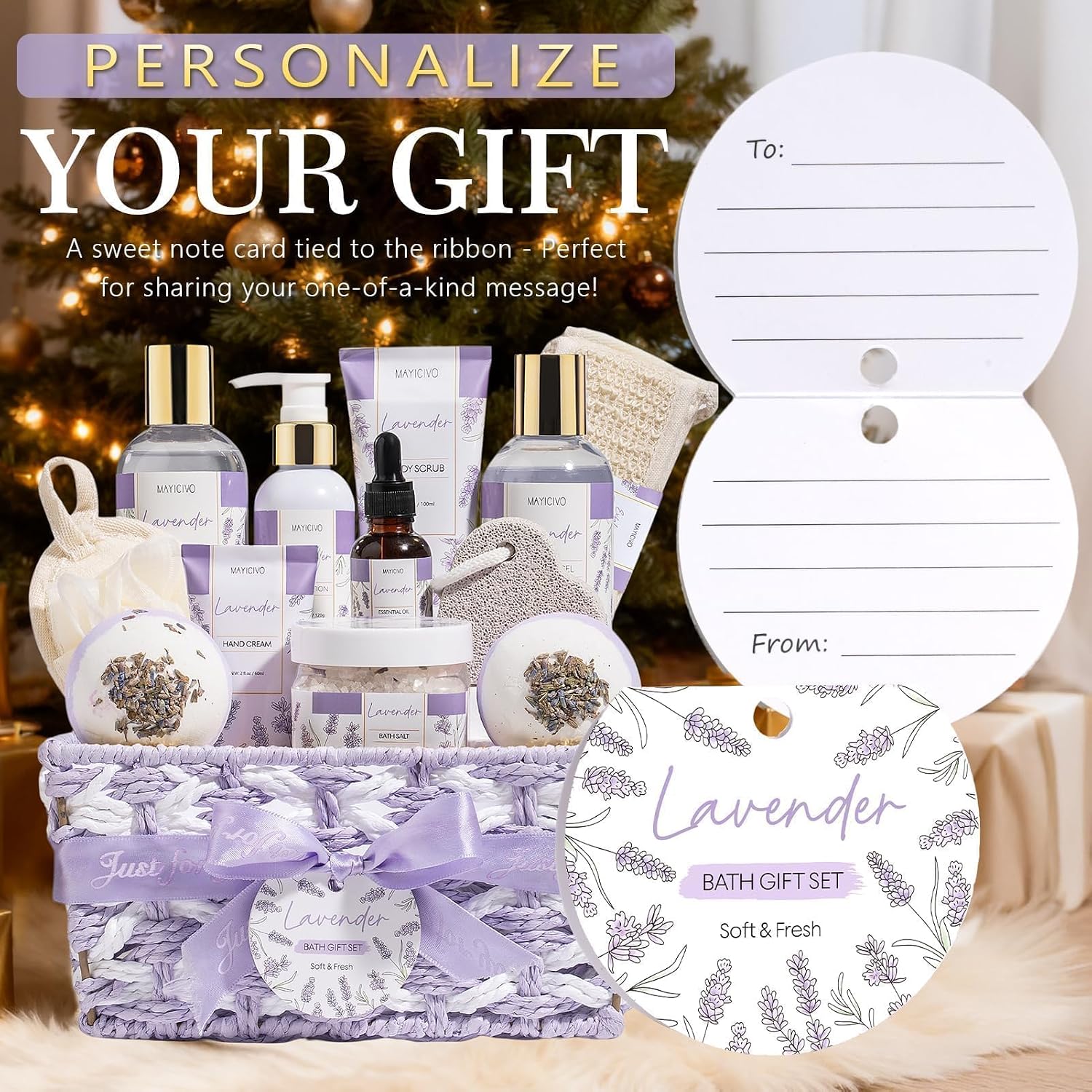 Birthday Gifts for Women Spa Gift Baskets Bath Set for Women Self Care Kit | Lavender Home Bath and Body Kit Spa Care Package, Christmas Anniversary Gifts for Women Mom Her Wife Girlfriend Friend Sister - Image 7