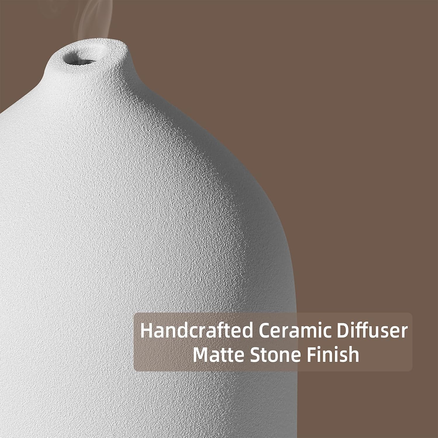 200ML Ceramic Essential Oil Diffuser for Home, Stone Diffuser | Ultrasonic Aromatherapy Diffuser & Air Humidifier for Bedroom, Office, Yoga, 7 LED Lights, Auto Shut-Off, 3 Timers,Wood Grain - Image 2