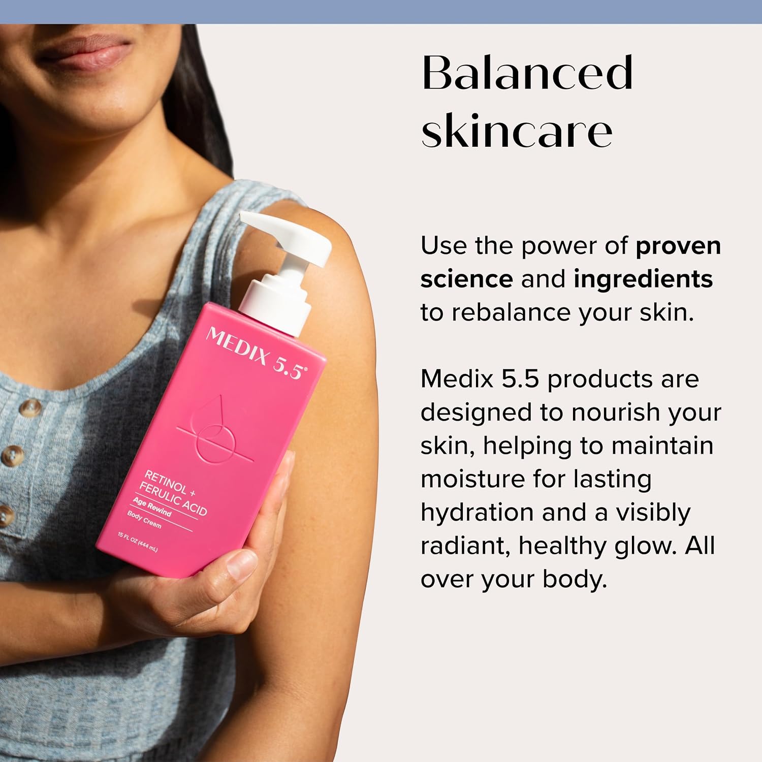 Medix 5.5 Retinol Body Lotion Firming Moisturizer | Crepey Skincare Treatment | Retinol Body Cream | Anti Aging Firming Cream For Women Targets Look Of Crepe Skin, Wrinkles, & Sagging Skin, 15 Fl Oz - Image 5