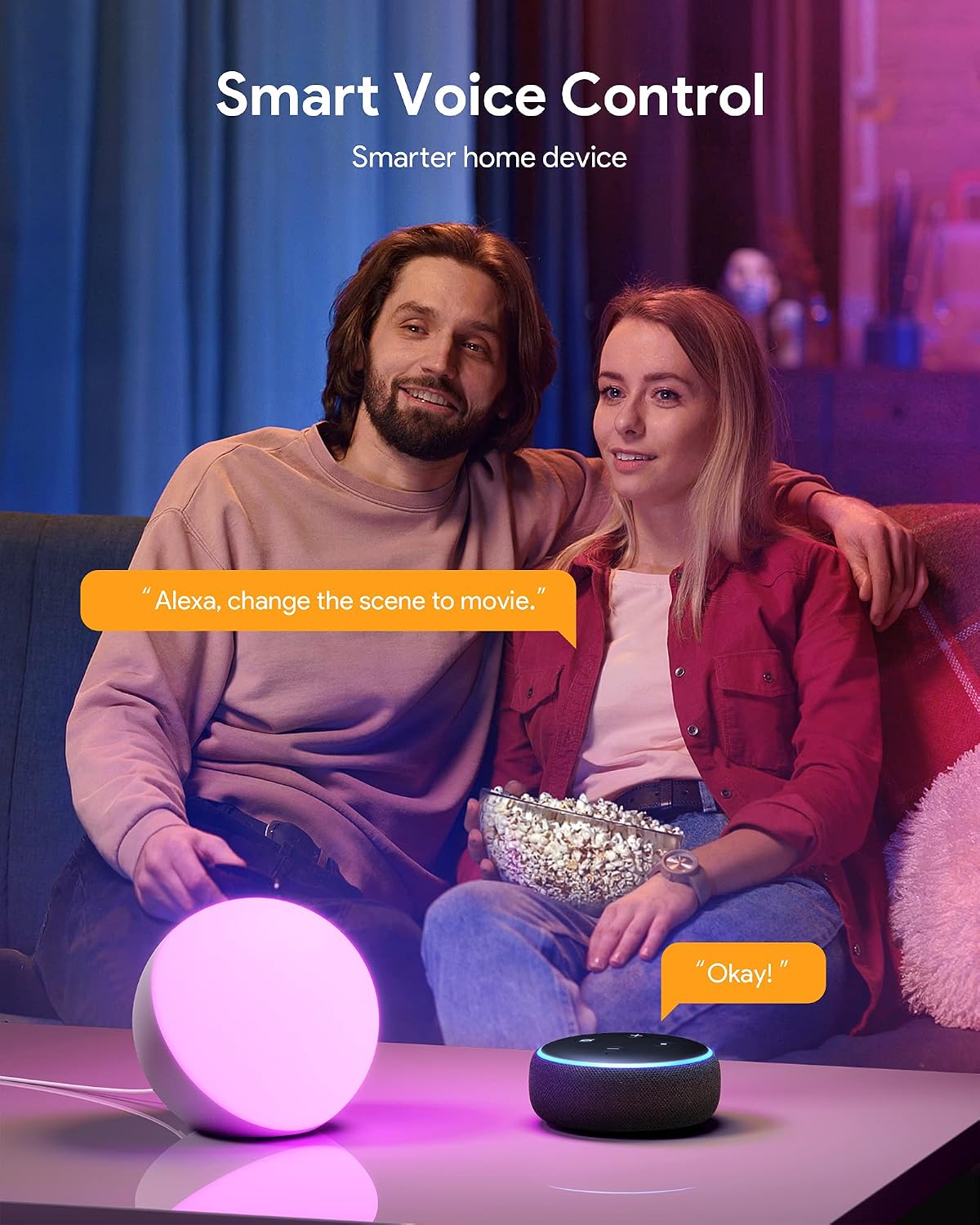 Smart Table Lamp, Dimmable Desk Lamp with App/Voice Control, LED RGB Color Changing Touch Lamp, Night Lamp for Bedroom Compatible with Alexa - Image 2