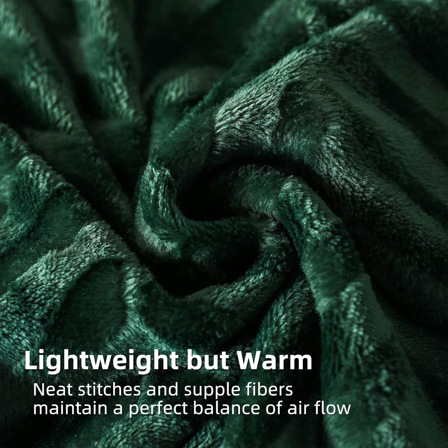 Whale Flotilla Flannel Fleece Fall Bed Blanket Queen Size, Emerald Green | Lightweight Breathable Soft Bedspread, Plush Fluffy Coverlet Chevron Design Decorative Blanket for Home Life, 90x90 Inch - Image 4