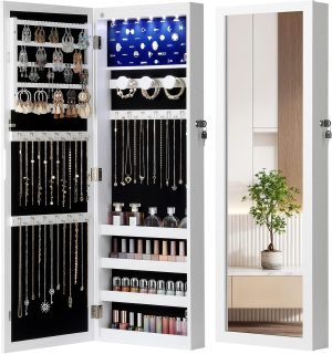 6 LEDs Jewelry Armoire, Hanging Mir...
