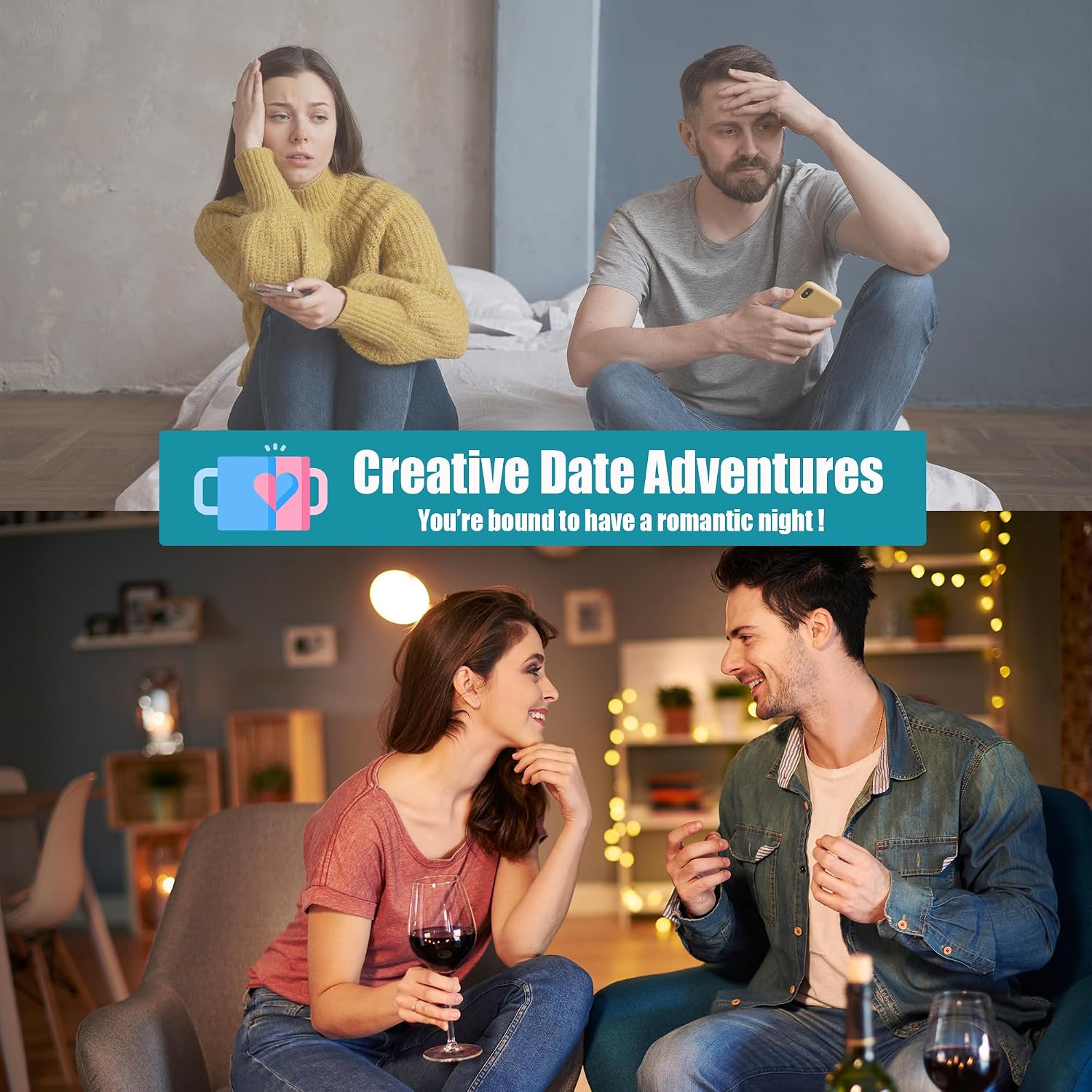 HIONXMGA 60pcs Capsule Date Night Ideas Bottle, Romantic Gift for Couples | Random Pick & Unfold Romantic Couple Activities Budget-Friendly, Unique Gifts for Wedding Anniversary Bridal Shower Newlyweds - Image 6