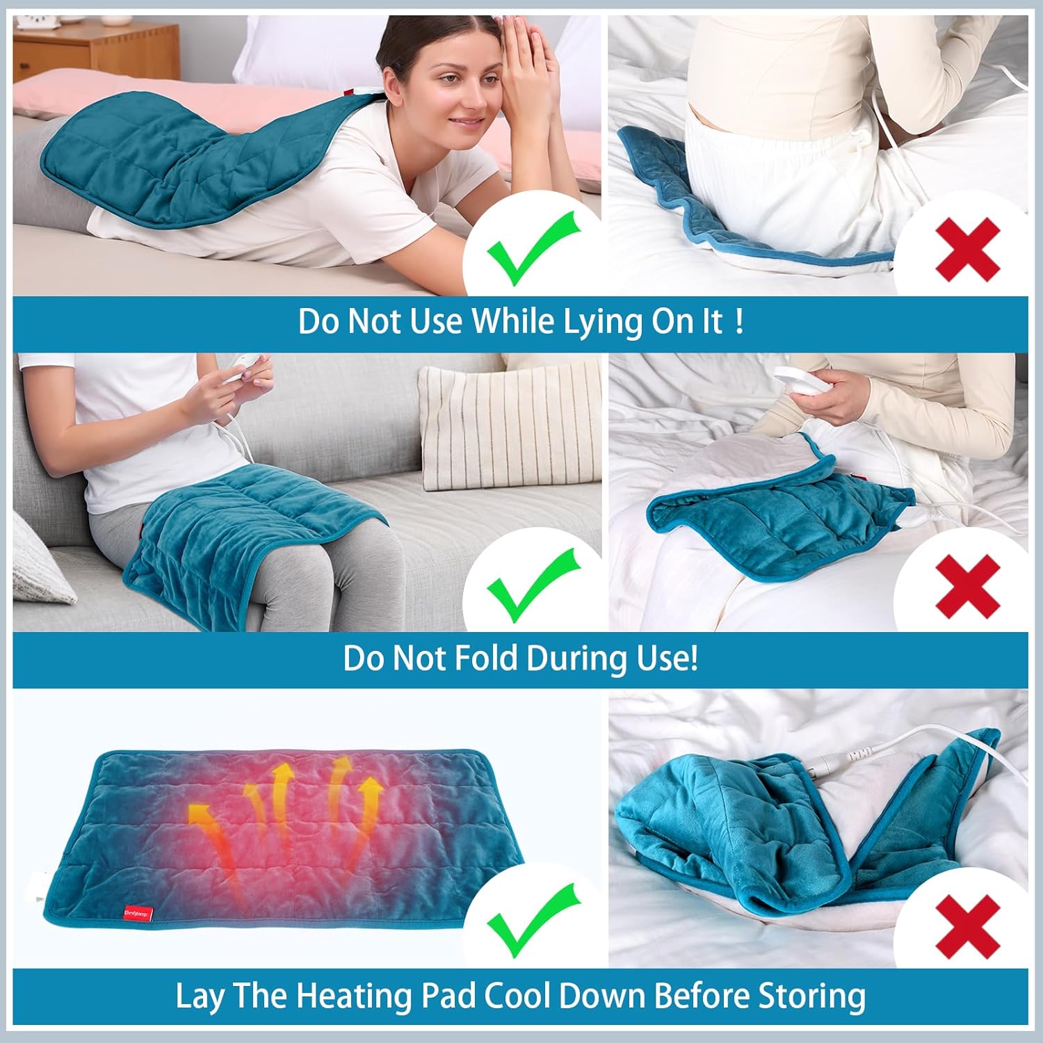 Comfytemp Weighted Heating Pad for Back & Period, FSA Eligible HSA, 12 x 24 | 2.2 lb, Electric Heating Pad for Neck Shoulders, Birthday Gifts for Women Men Mom Dad, HSA Approved, 2H Auto-Off, Washable - Image 9