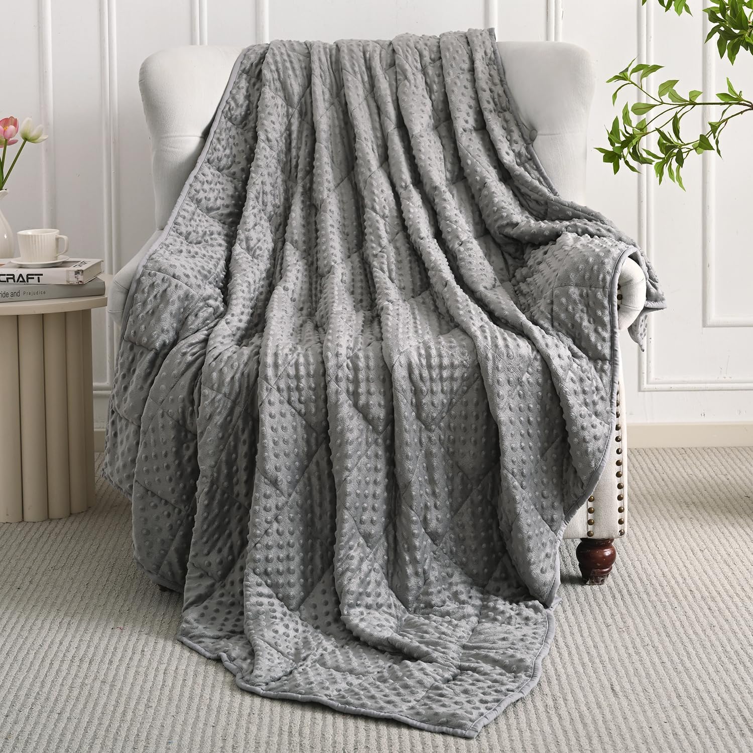 Mr. Sandman Weighted Blanket for Adults, Queen Size 15 lbs, 60 x 80 Inches | Cooling Soft Minky for Hot Sleepers; Machine Washable; Filled with Glass Beads; Heavy Bed Throw for Sleep; Grey - Image 8