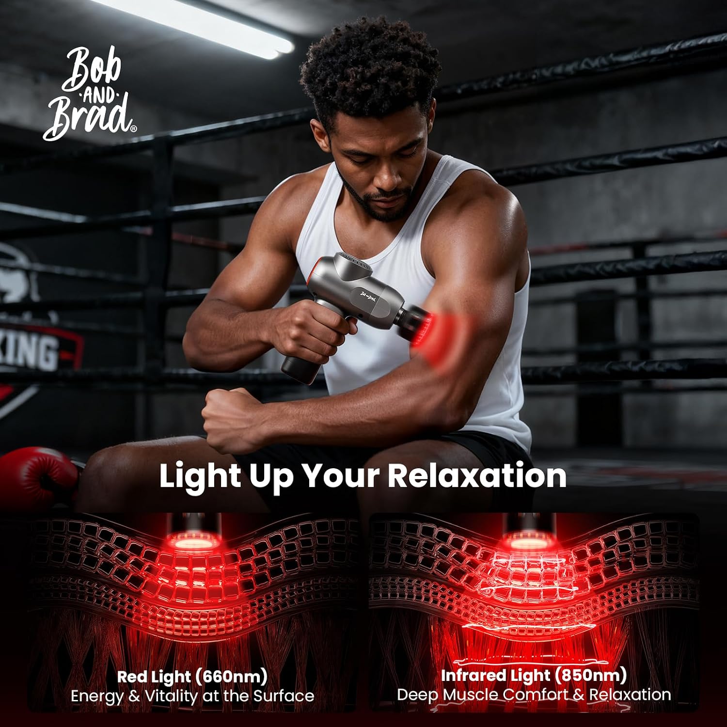 BOB AND BRAD C2 Ultra Massage Gun with Heat, Red LED & Infrared, FSA Eligible Deep Tissue Percussion Massager for Pain Relief, Electric Muscle Recovery for Athletes, HSA Approved - Image 2