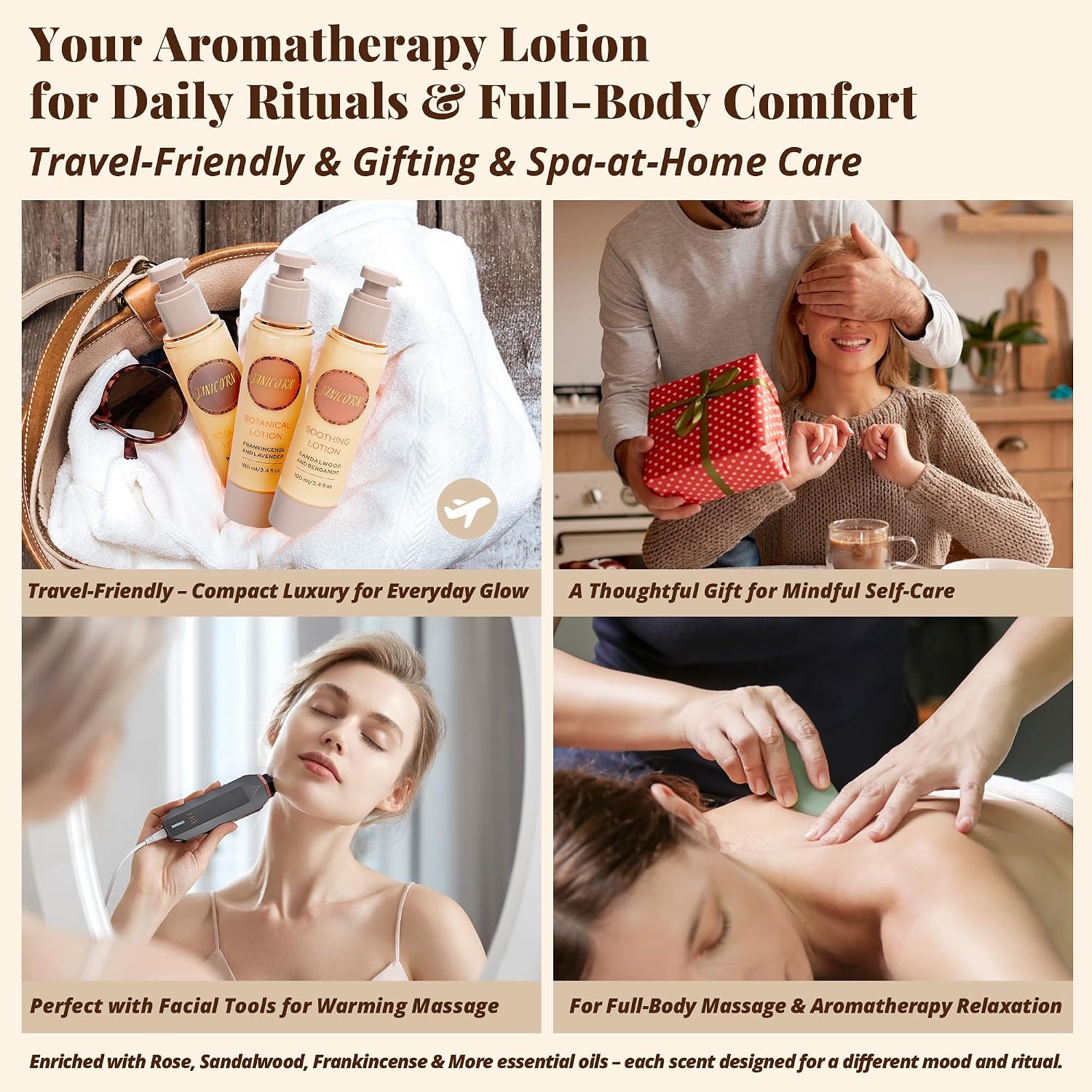 Sandalwood & Bergamot Warming Massage Lotion 3.4 fl oz | Hydrating Lotion-Oil Blend for Body, Feet, Hand & Tool Massage, Aromatherapy and Massage Therapy - Image 7