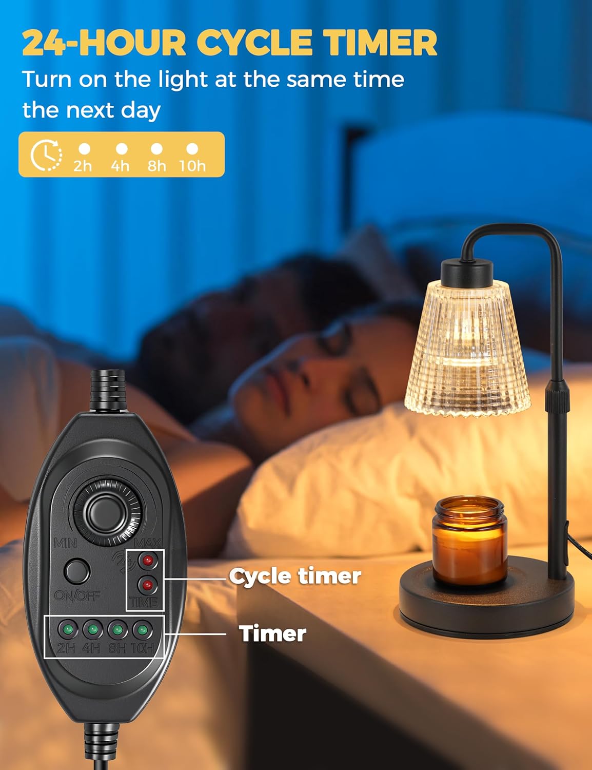 GODONLIF Candle Warmer Lamp with Timer, Birthday Gifts for Women Home Decor | 24h Cycle Timer Dimmable Wax Melt Warmer with 2 Bulbs, Fall Decor for Home Living Room Halloween Decorations Gifts for Mom - Image 5