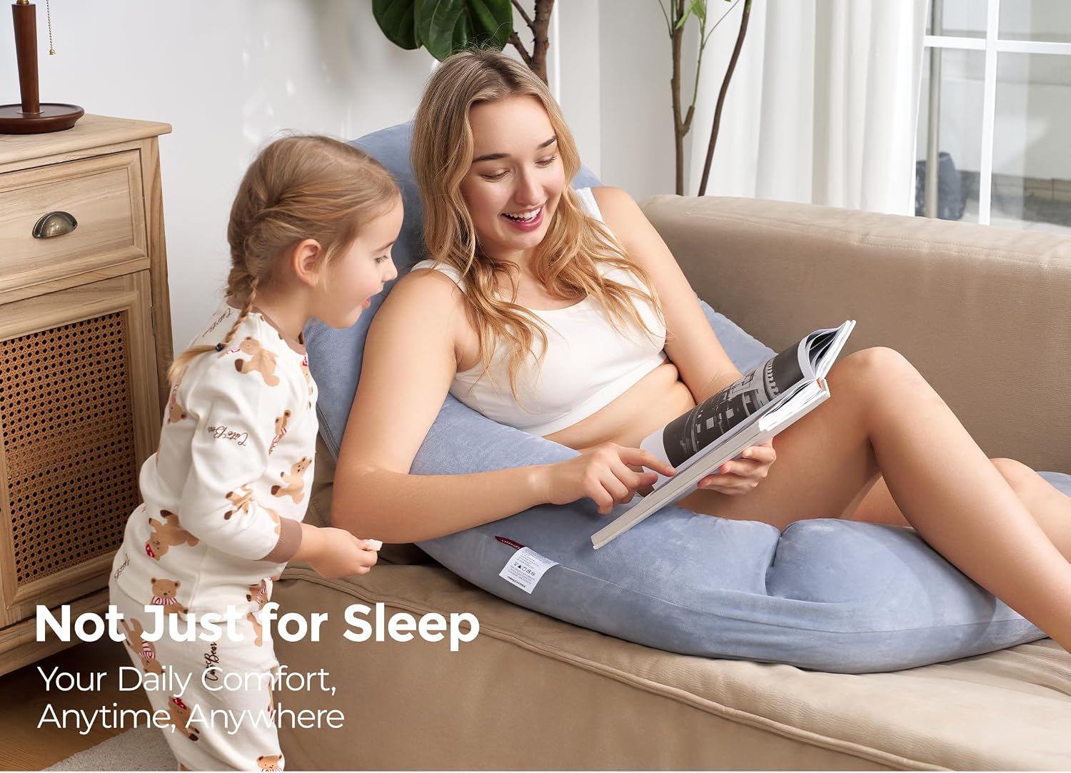 Momcozy Pregnancy Pillow for Sleeping - Dreamlign U Pro Maternity Pillow | Upgraded Adjustable Leg Pillow, Removable Cover, Support for Full Body for Pregnant Women, Side Sleeper, 50-72 Inch - Image 6