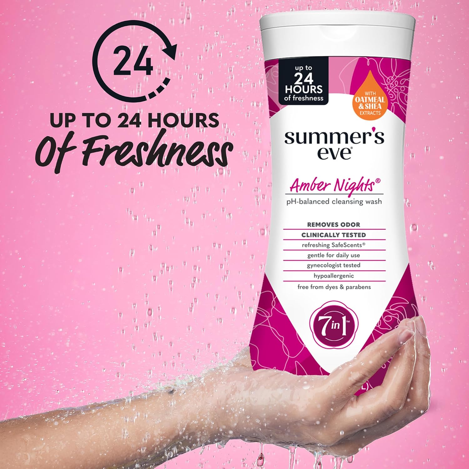 Summer's Eve Amber Nights with Oat and Shea Extracts, Daily Refreshing All Over Feminine Body Wash, Removes Odor, Feminine Wash pH Balanced, 15 fl oz - Image 2