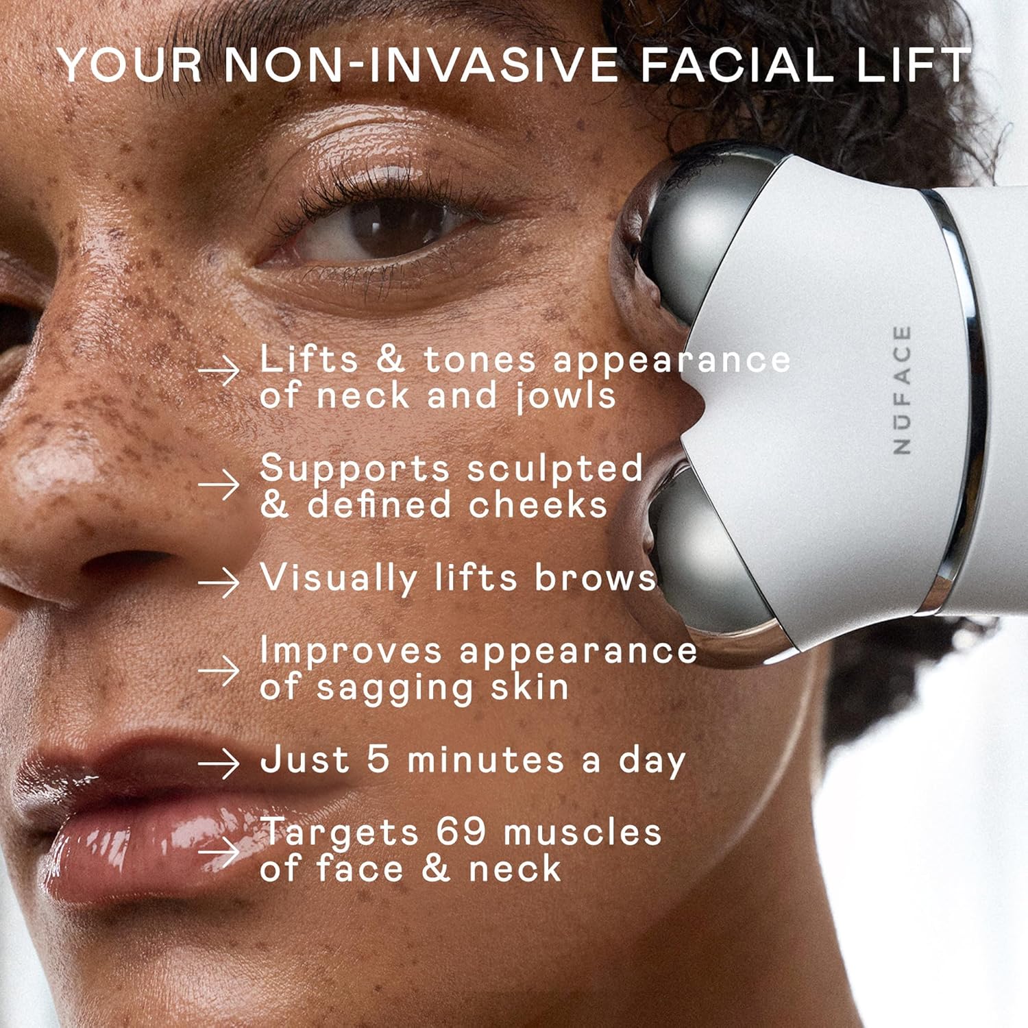 NUFACE Trinity+ Skin Tightening & Face Lift Device - Microcurrent Facial Sculpting Tool to Contour Cheeks, Jawline & Neck, 3 Frequencies, Supports Lymphatic Drainage + Activator Gel, White - Image 2