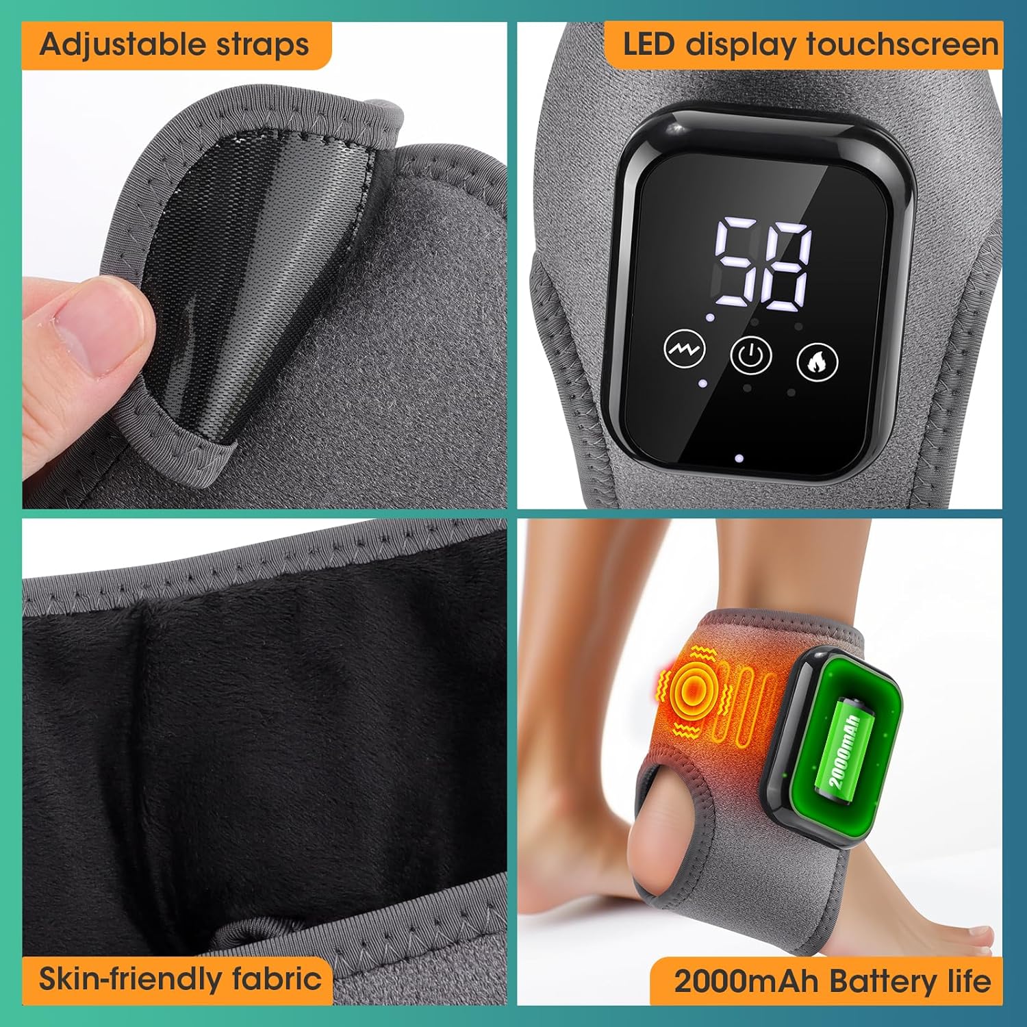 2PCS Foot Massager for Neuropathy and Plantar Fasciitis, Cordless Foot and Ankle Massager for Heel, Arch & Ankle Relief, Portable for Home Travel Use - Image 2