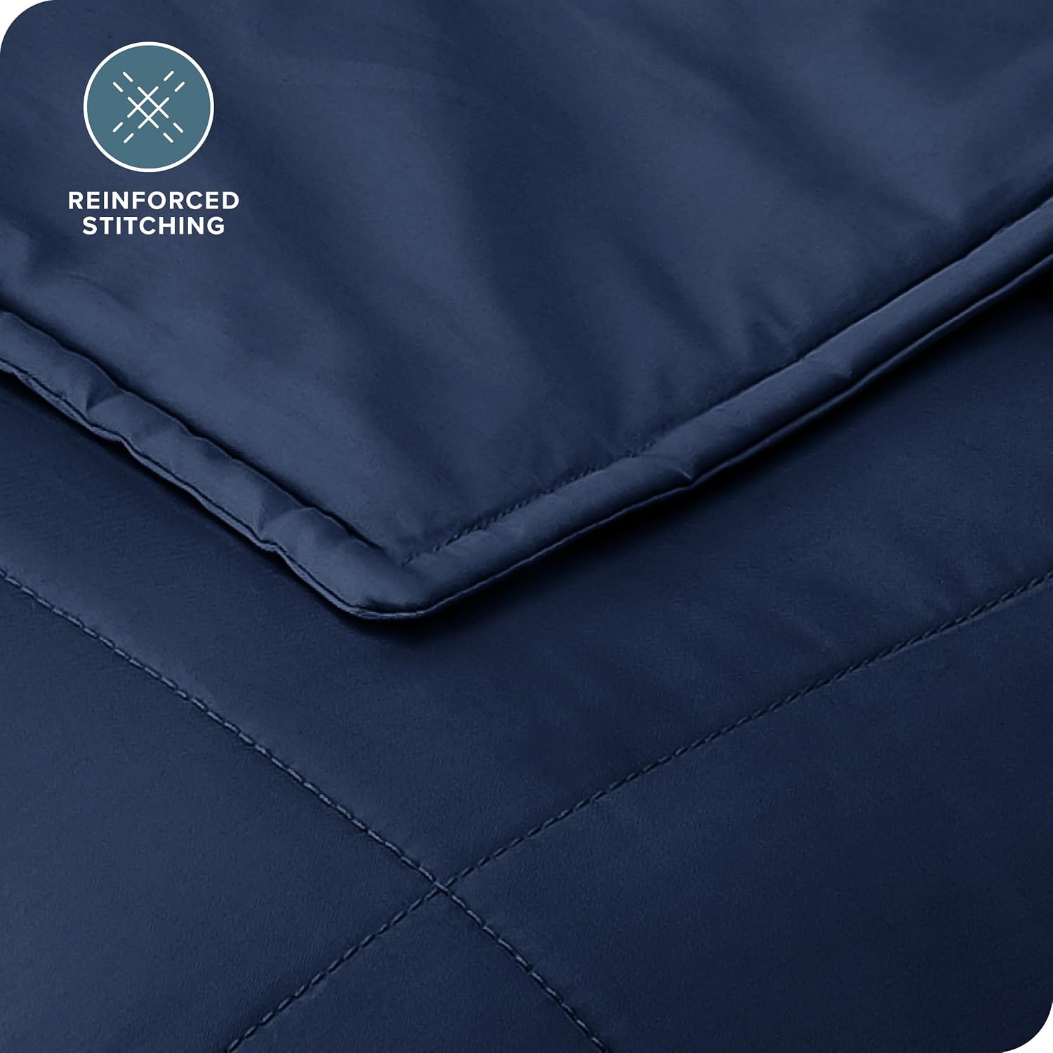Bare Home Weighted Blanket All-Natural 100% Cotton with Nontoxic Glass Beads 60"x80" 17lbs, Dark Blue | Queen Size for Adults, All-Natural 100% Cotton, Premium Heavy Blanket Nontoxic Glass Beads - Image 8