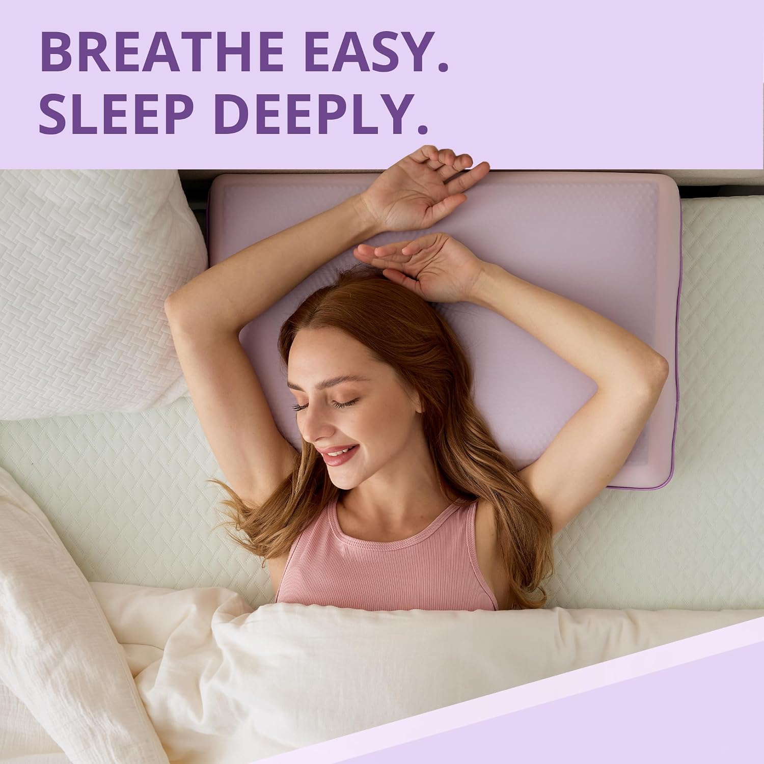 Cooling Gel Memory Foam Pillow for Hot/Side Sleepers, Neck Support, Purple | Ergonomic Pressure Relief, Fits Back & Stomach Sleepers, Reversible Removable Machine Washable Cover, Night Sweats Relief - Image 7