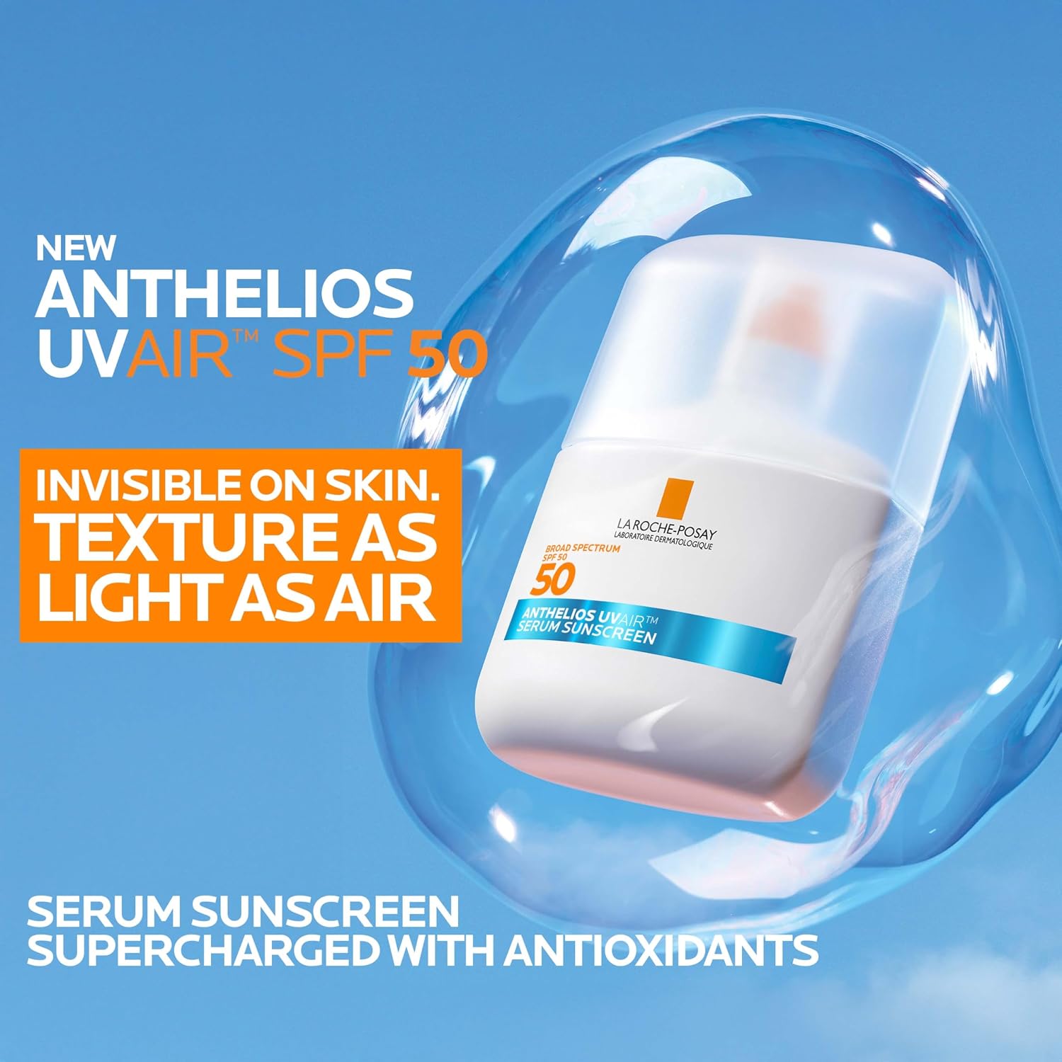 La Roche-Posay Anthelios UVAir Sunscreen Serum SPF 50 for Sensitive Skin, with Niacinamide, Hyaluronic Acid & Antioxidants, Hydrating Lightweight Sunscreen for Face, Fast-Absorbing, 1.7oz - Image 2