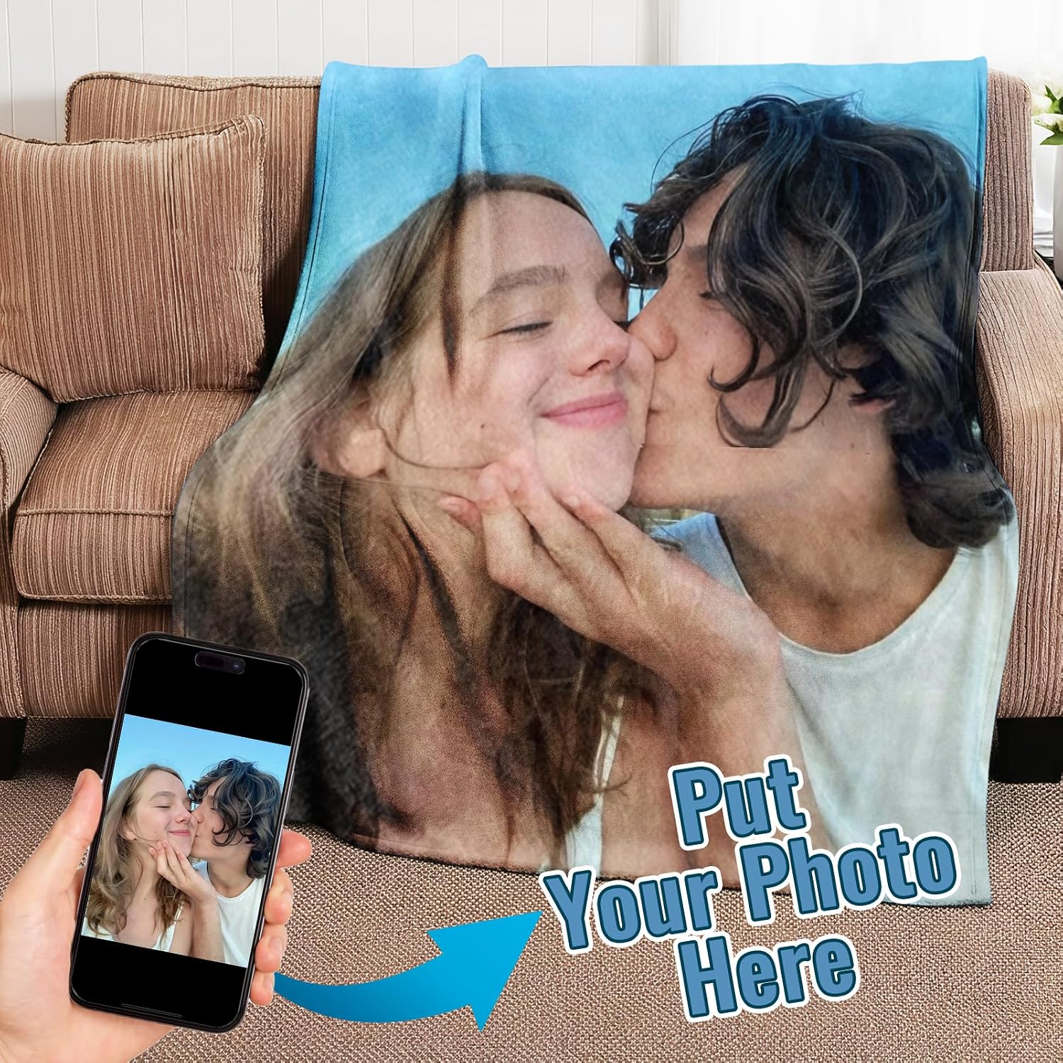 Ultragifta Custom Blanket with Picture Girlfriend Boyfriend Gifts Customized Fleece Photo Blanket Personalized Blankets for Couples Birthday Valentines Day Blankets Gifts for Husband Wife - Image 2