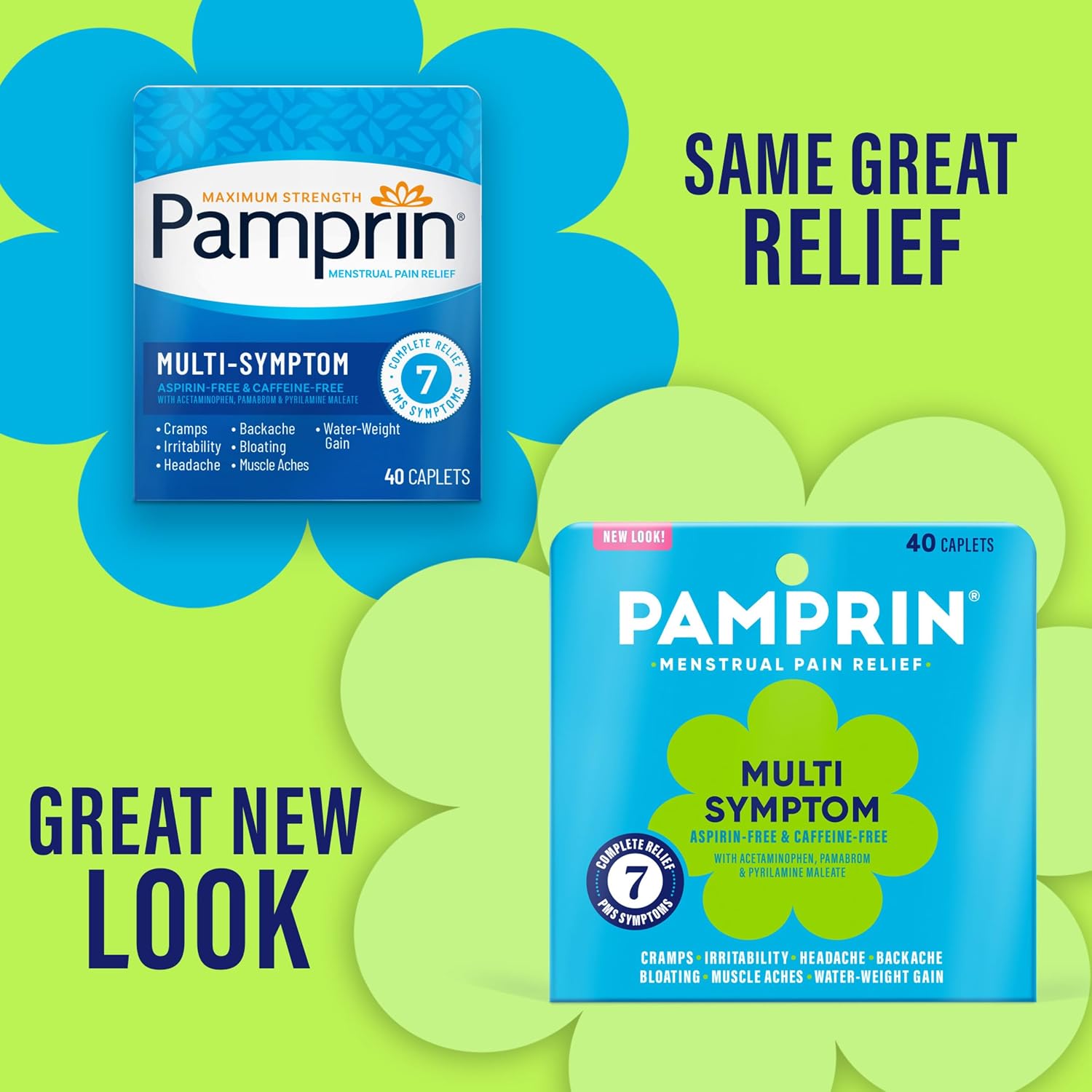 Pamprin Multi-Symptom Formula, with Acetaminophen, Menstrual Period Symptoms Relief including Cramps, Pain, Bloating, and Irritability 40 Caplets - Image 6