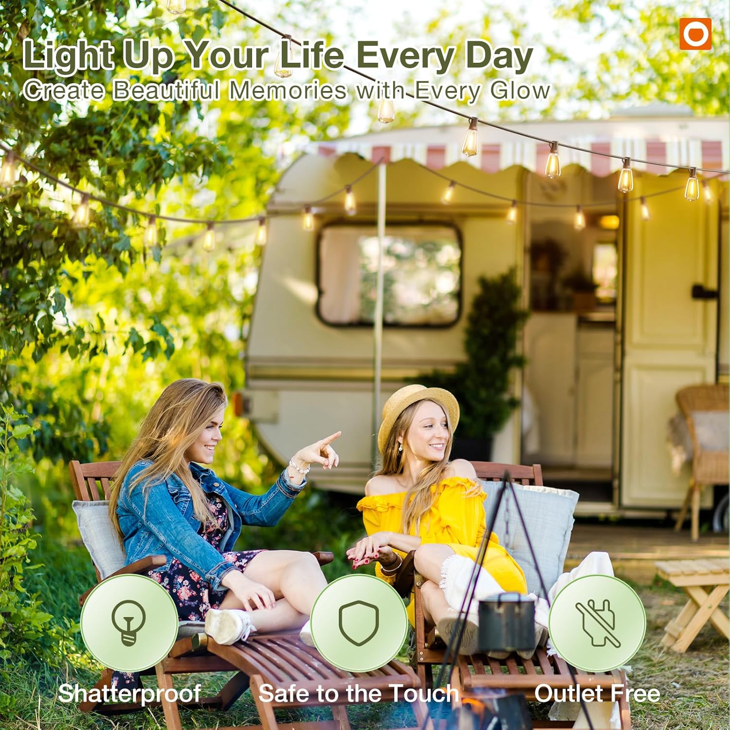 addlon 52(48+4) FT Solar String Lights Waterproof, Remote Dimmable 16+1 LED | Patio Lights Solar Powered with USB Port, Shatterproof Bulbs, 3 Light Modes, Timable Solar Light for Camping Backyard Garden - Image 8
