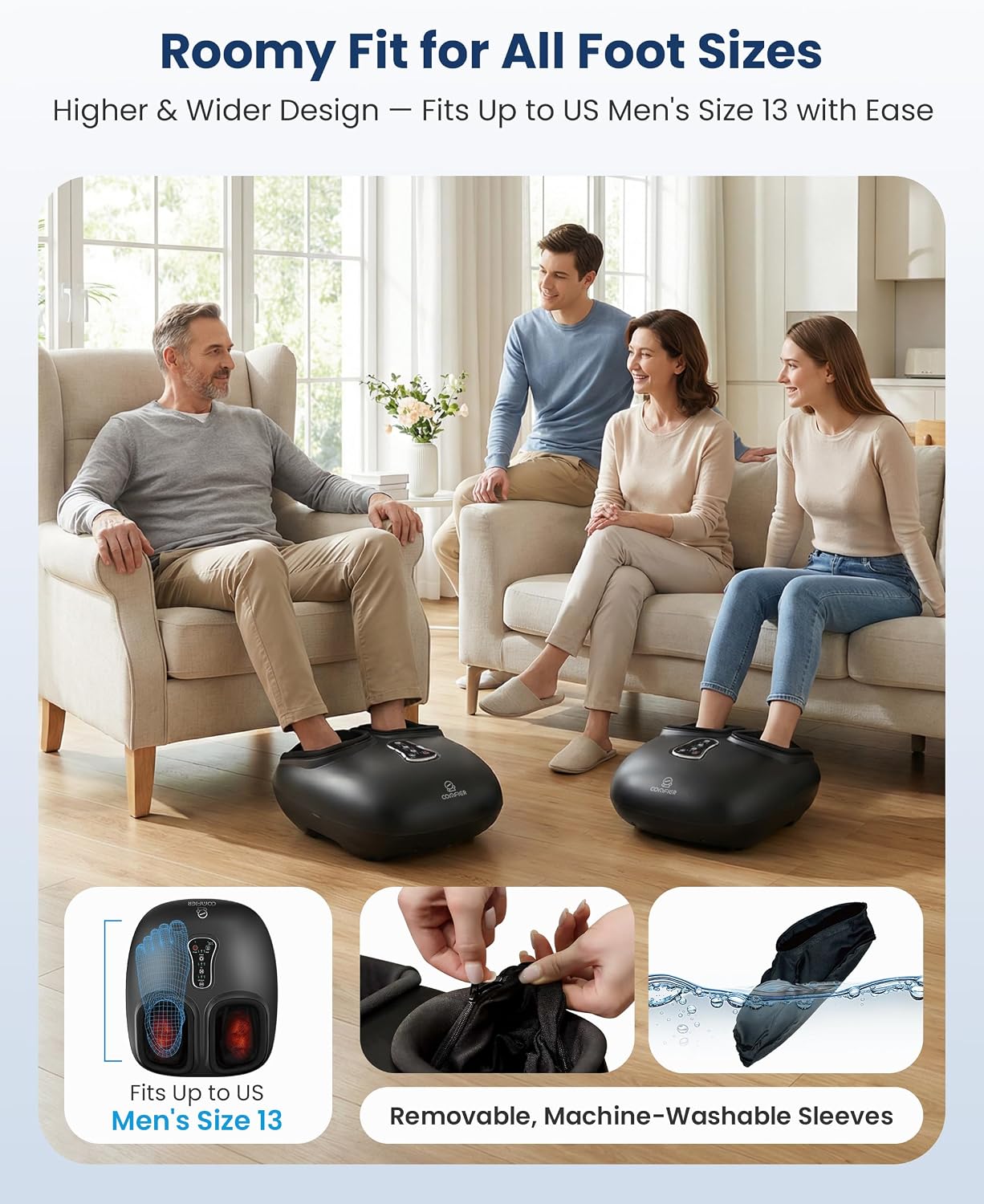 COMFIER 2026 Shiatsu Foot Massager with Fast Heat, Kneading Rolling Compression, Extra Vibration, FSA Eligible HSA Store, Plantar Fasciitis,Neuropathy Pain, Bigger Size 13IN, Gift for Men,Women - Image 6