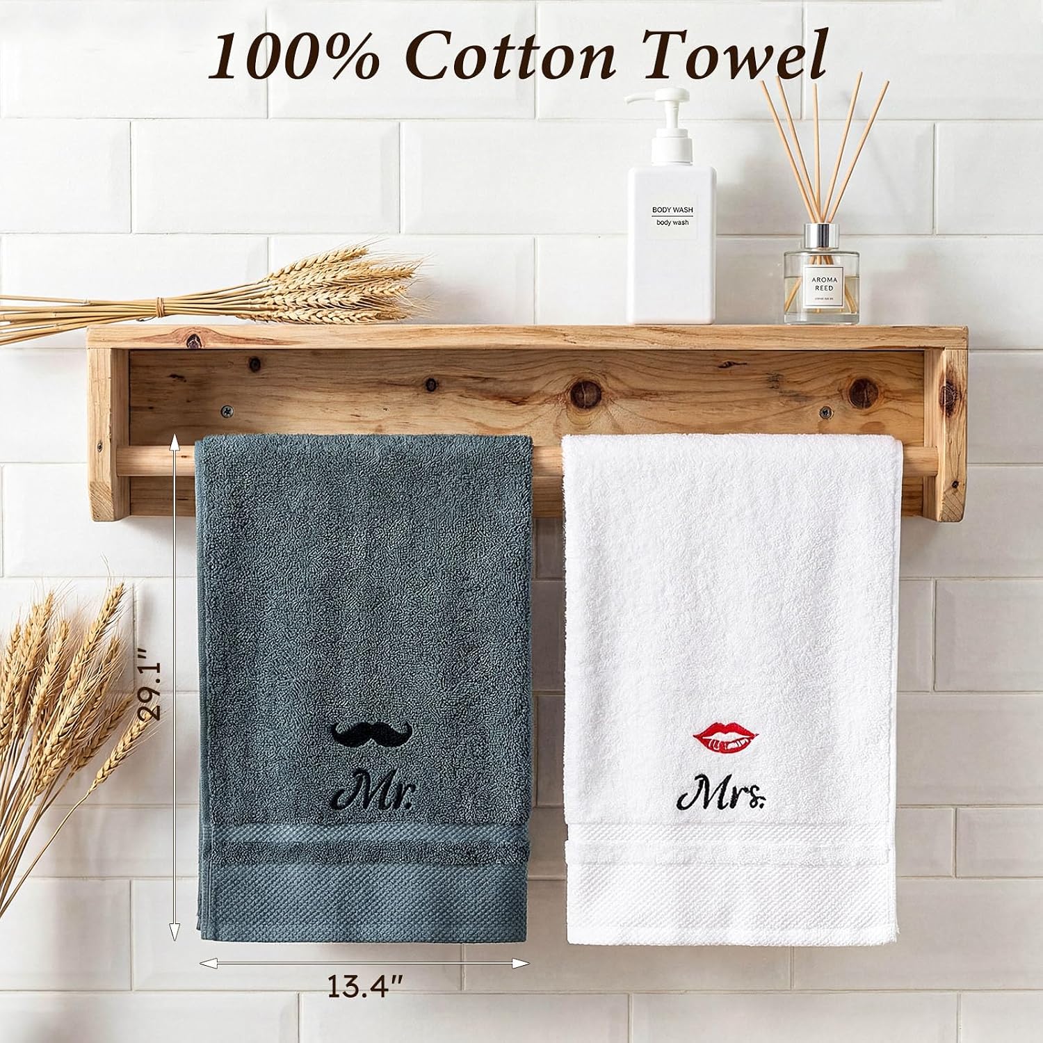 TUZELIYA Wedding Gifts for Couples, Bridal Shower Gift for Bride To Be, Engagement Gifts for Newlyweds, His and Hers Mr and Mrs Anniversary Set with Aprons, Coffee Mugs and 100% Cotton Towels - Image 5