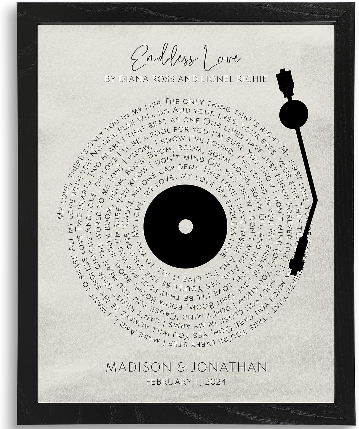 DREAM BIG PRINTABLES Customizable Couples Song Lyrics Art Print | Personalized Wall Art with Your Favorite Song | Names and Date | Unique Romantic Gift for Anniversary | Wedding | or Valentine’s Day